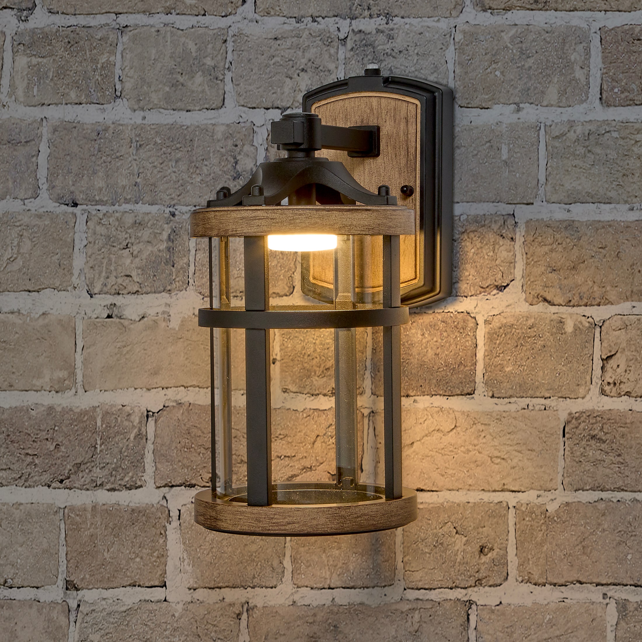 Maxxima MEL-12276W 13.6-in H Black Hardwired Dusk to Dawn Integrated LED Outdoor Wall Light