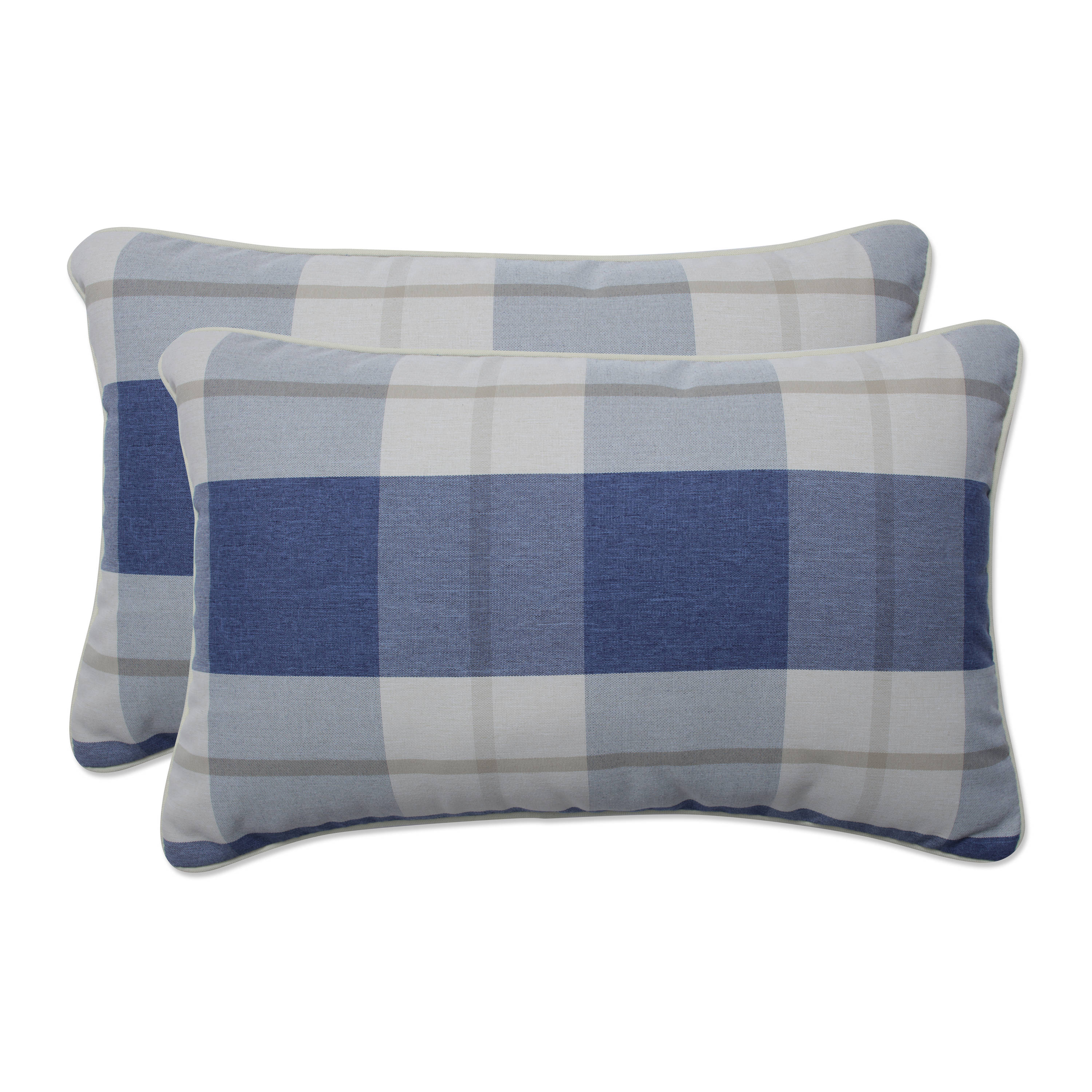 Pillow Perfect 683164 Branson Lapis Rectangular Throw Pillow (Set of 2) 2-Pack Graphic Print Blue Rectangular Throw Pillow