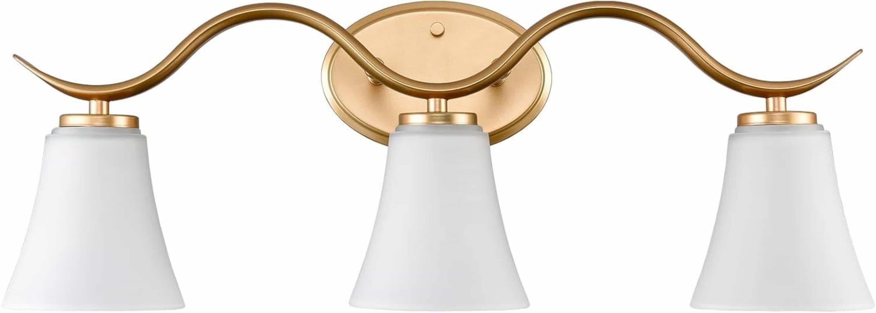 Claxy MO-B3304-3BU-J Opal 23.54-in 3 -Light Brushed Brass Industrial Vanity light