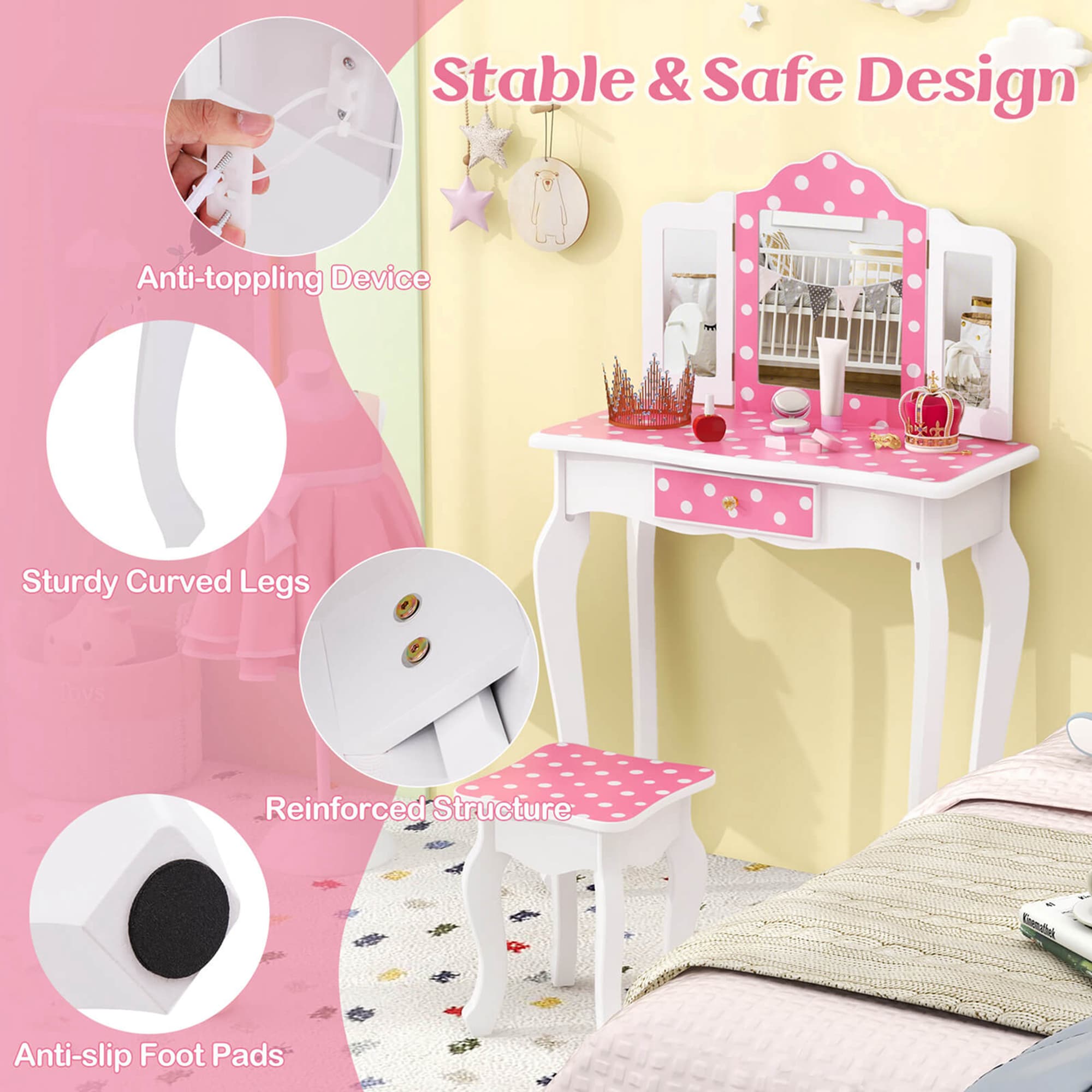 Costway HCST03454 Bedroom-Vanities - View #7