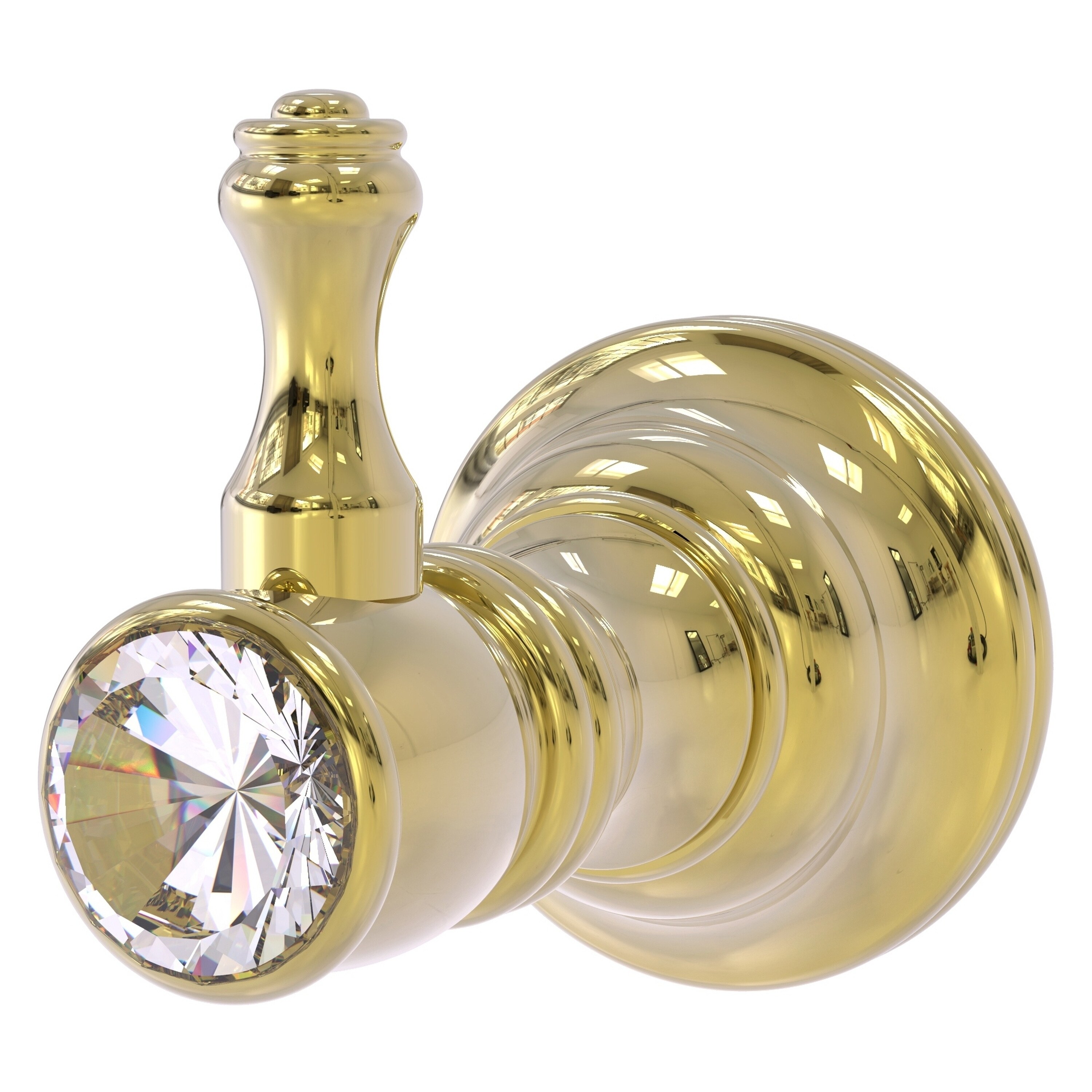 Allied Brass CC-20-UNL Carolina Crystal Unlacquered Brass Single -Hook Wall mount Towel Hook
