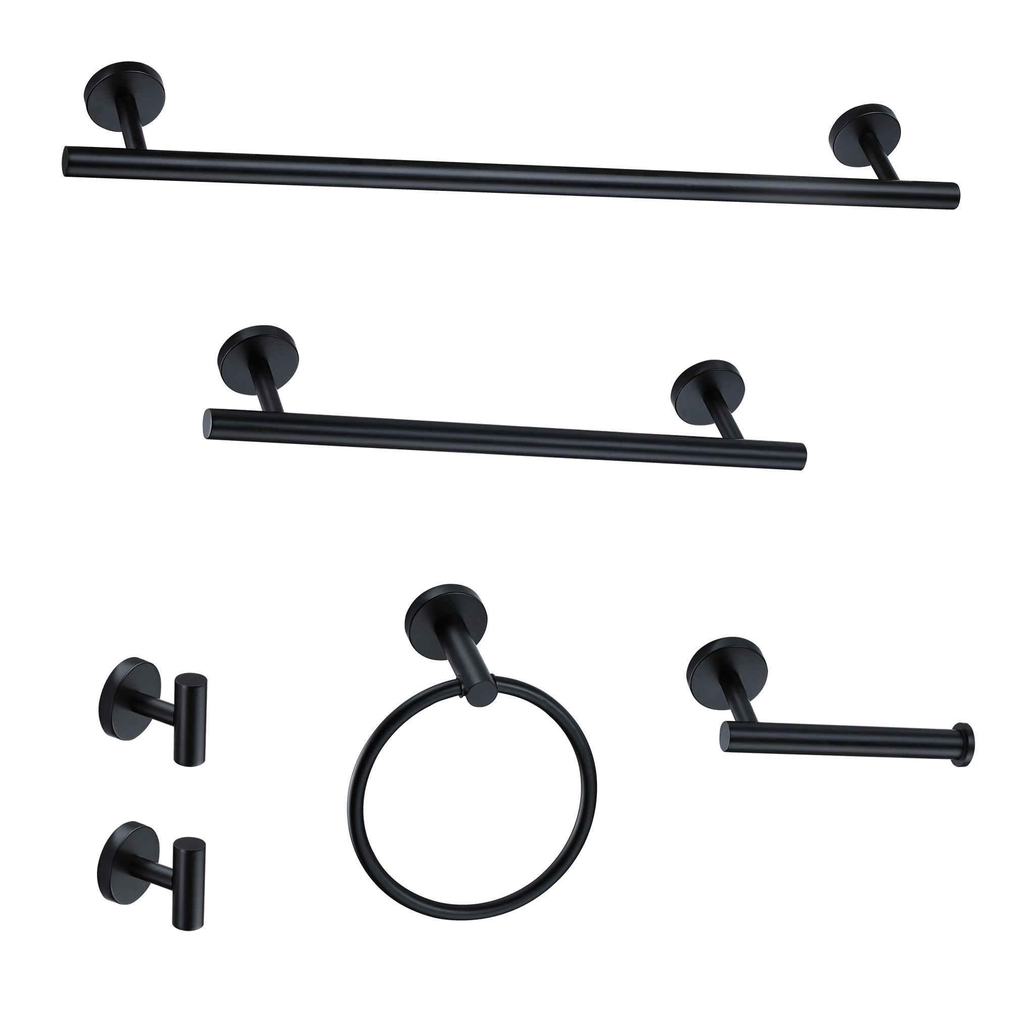Sir Faucet TOHLAR-008 6 -Piece BLACK Decorative Bathroom Hardware Set Towel Bar, Towel Ring ,Robe Hook Included