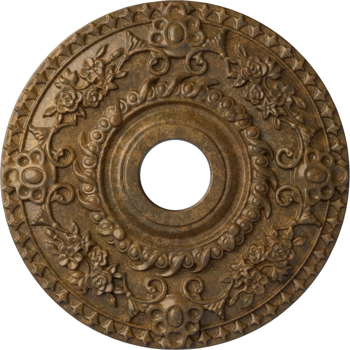 Ekena Millwork CM18RORZS Rose 18-in W x 18-in L Painted Rubbed Bronze Polyurethane Split Ceiling Medallion