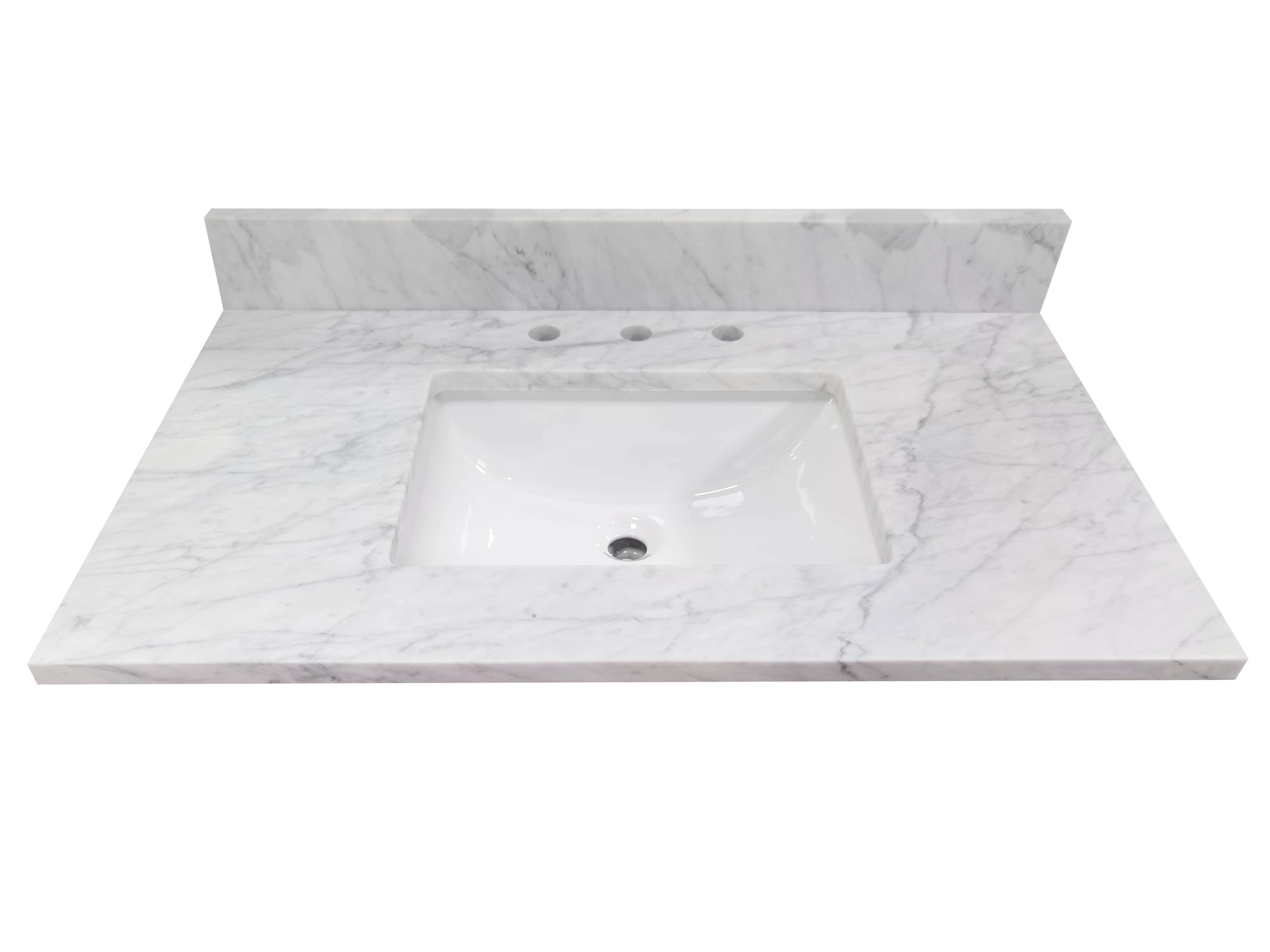 allen roth Natural Carrara marble 37-in White Natural Marble Undermount Single Sink 3-Hole Bathroom Vanity Top in the Bathroom Vanity Tops department at Lowes.com