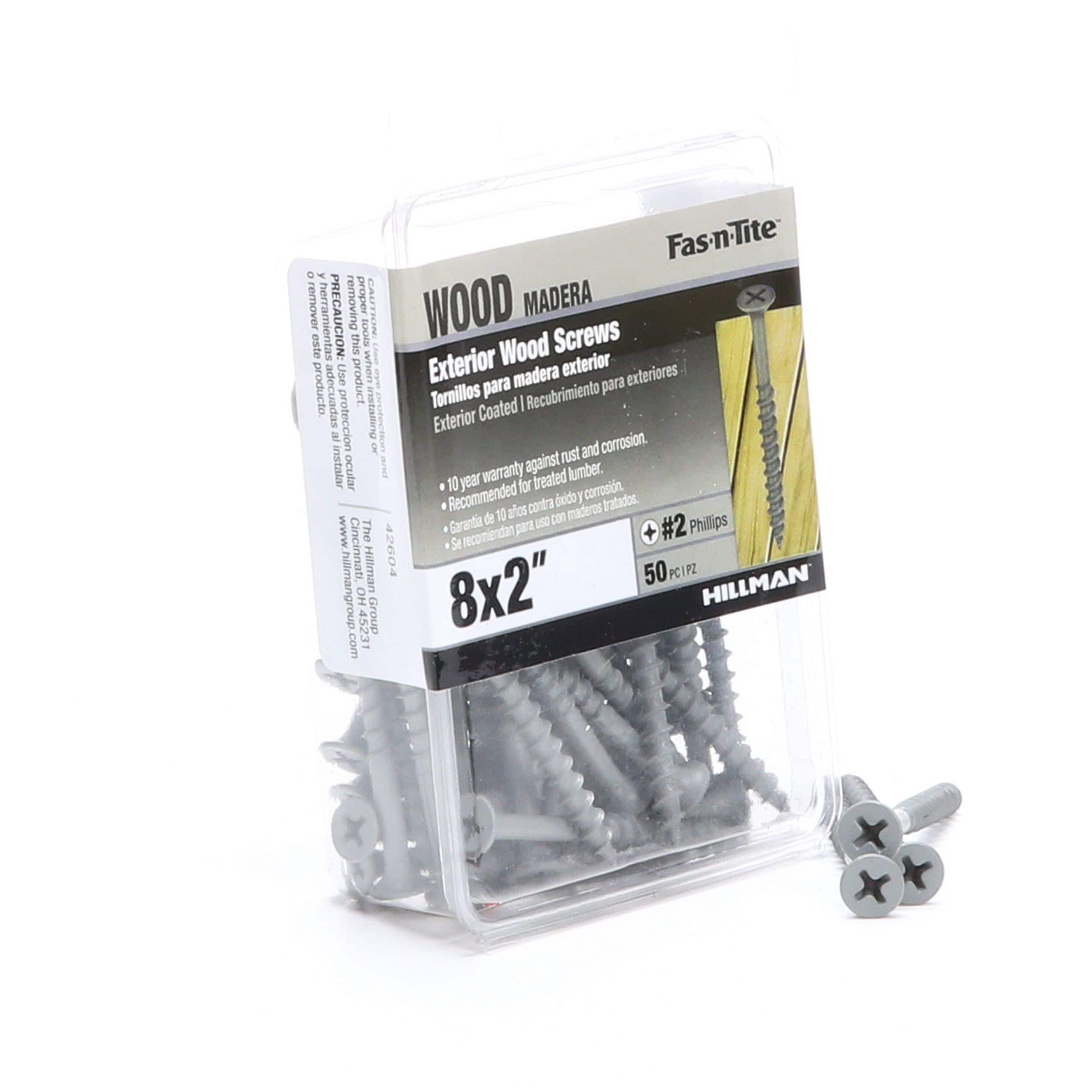 Hillman Fasteners 42604 Wood Screws Exterior Phillips Drive #8 X 2-in for sale online 
