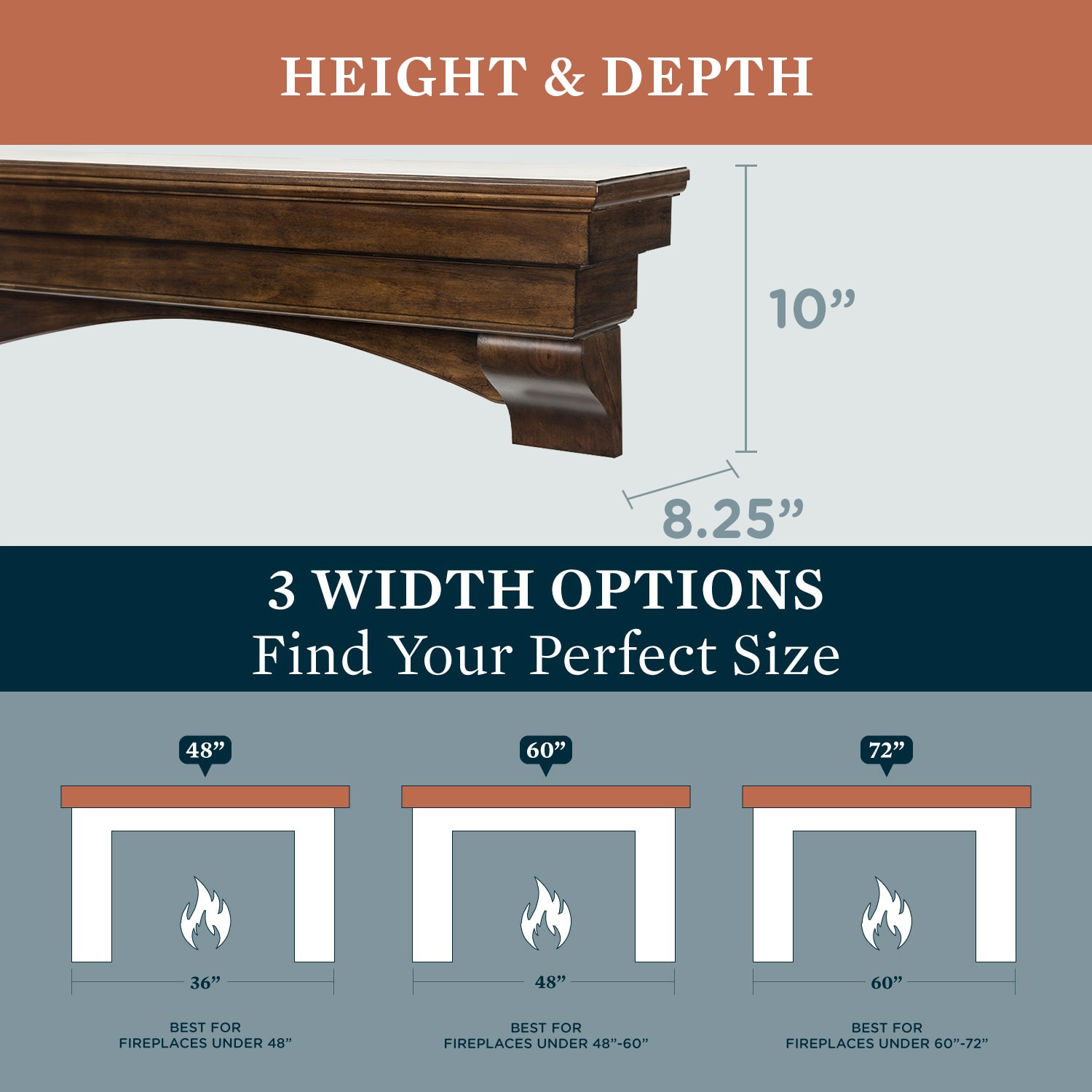 Mantels Direct SALEM-72-RSWD Mantel-Shelves - View #3