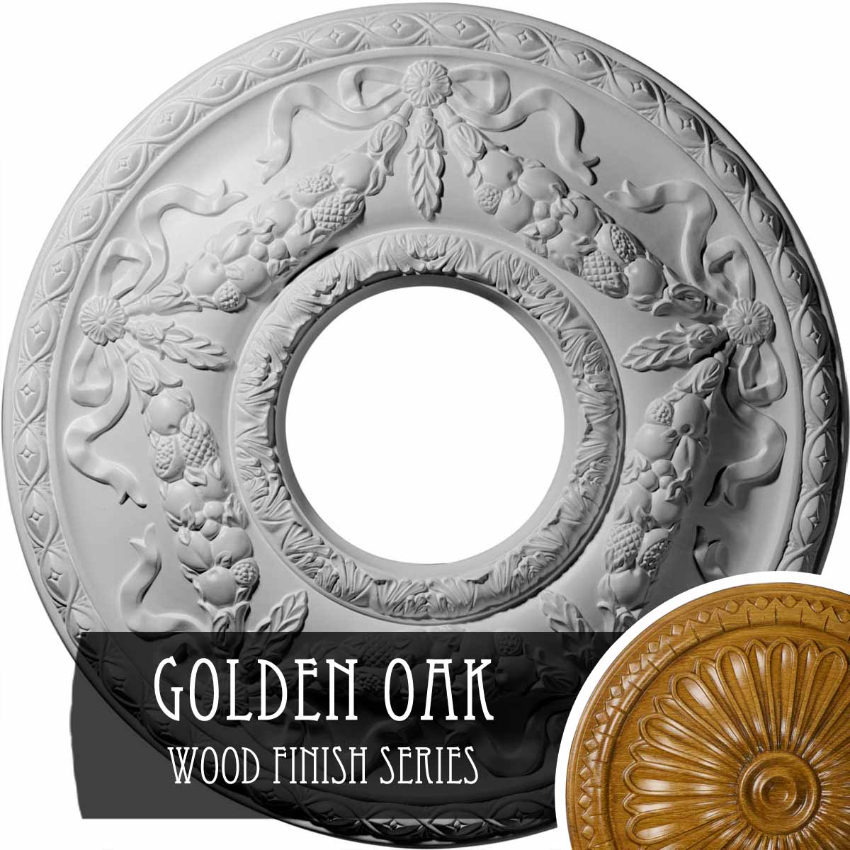 Ekena Millwork CM26HUGOS Hurley 22.125-in W x 22.125-in L Golden Oak Polyurethane Ceiling Medallion