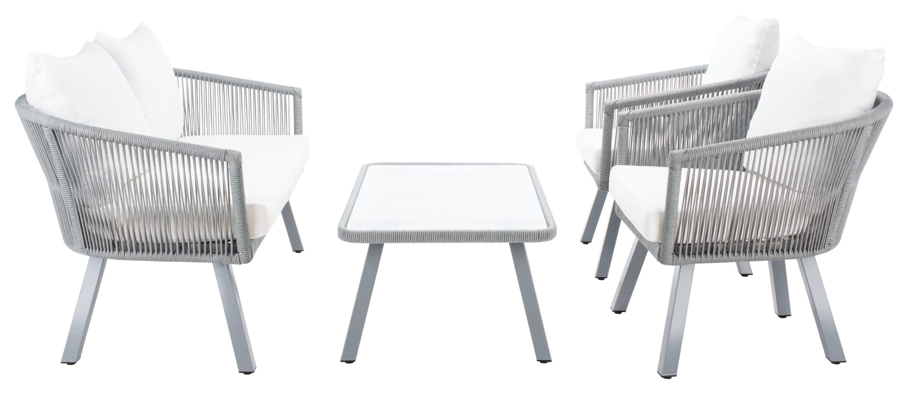 Belmi 4-Piece Grey/Beige Rope-Detailed Outdoor Patio Set