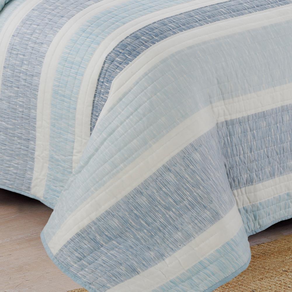 Nautical Blue and White Reversible King Microfiber Quilt Set