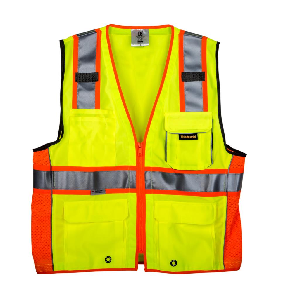 Same Day Delivery hi-vis Safety Yellow Vest reflective  2Strips+pockets-Custom