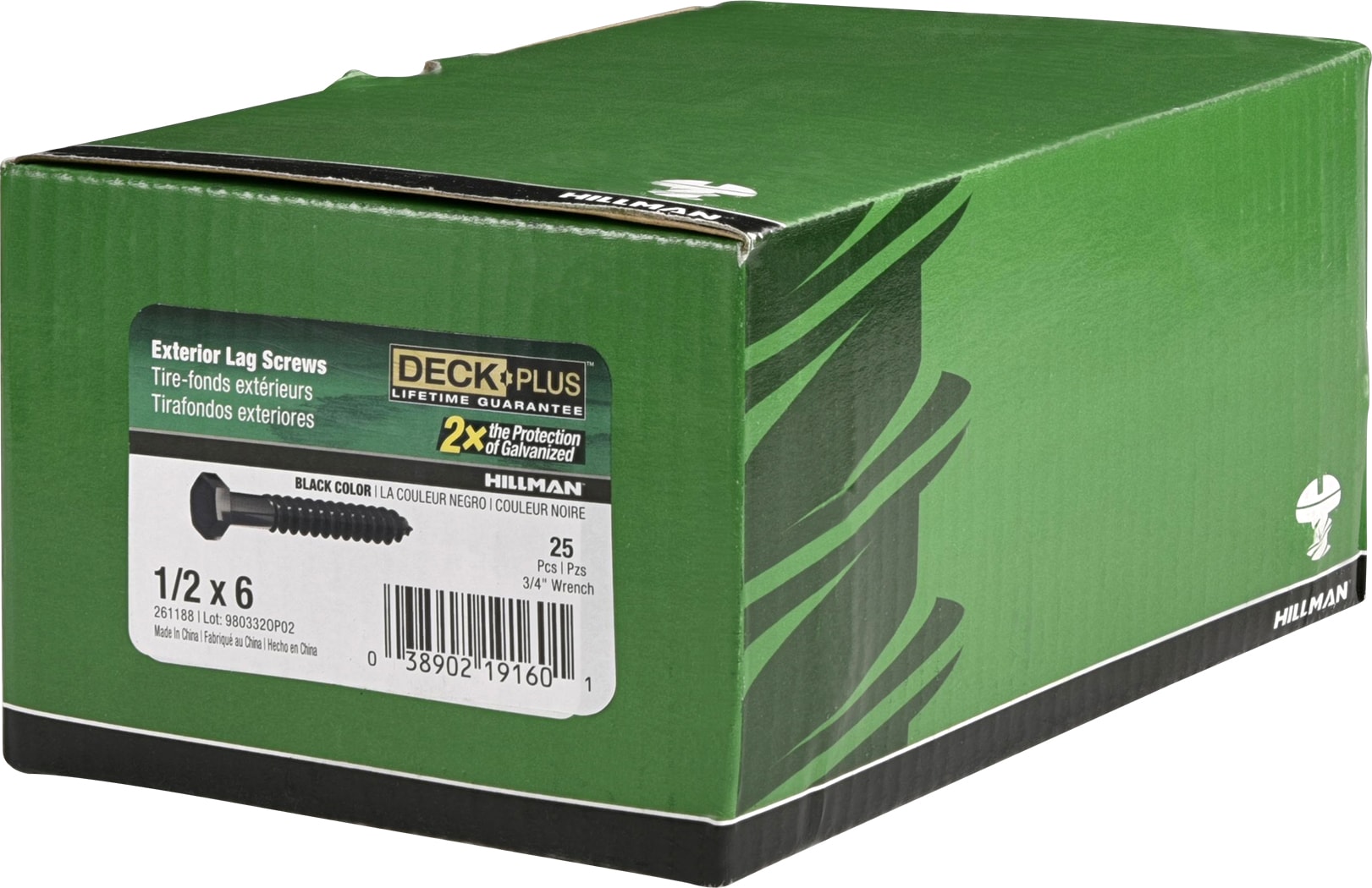 Deck Plus 1/2-in x 6-in Black Epoxy Hex -Head Exterior Lag screws