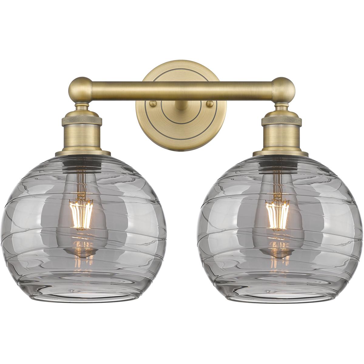 Innovations Lighting -  616-2W-BB-G1213-8SM Edison Athens Deco Swirl Bathroom Vanity Light