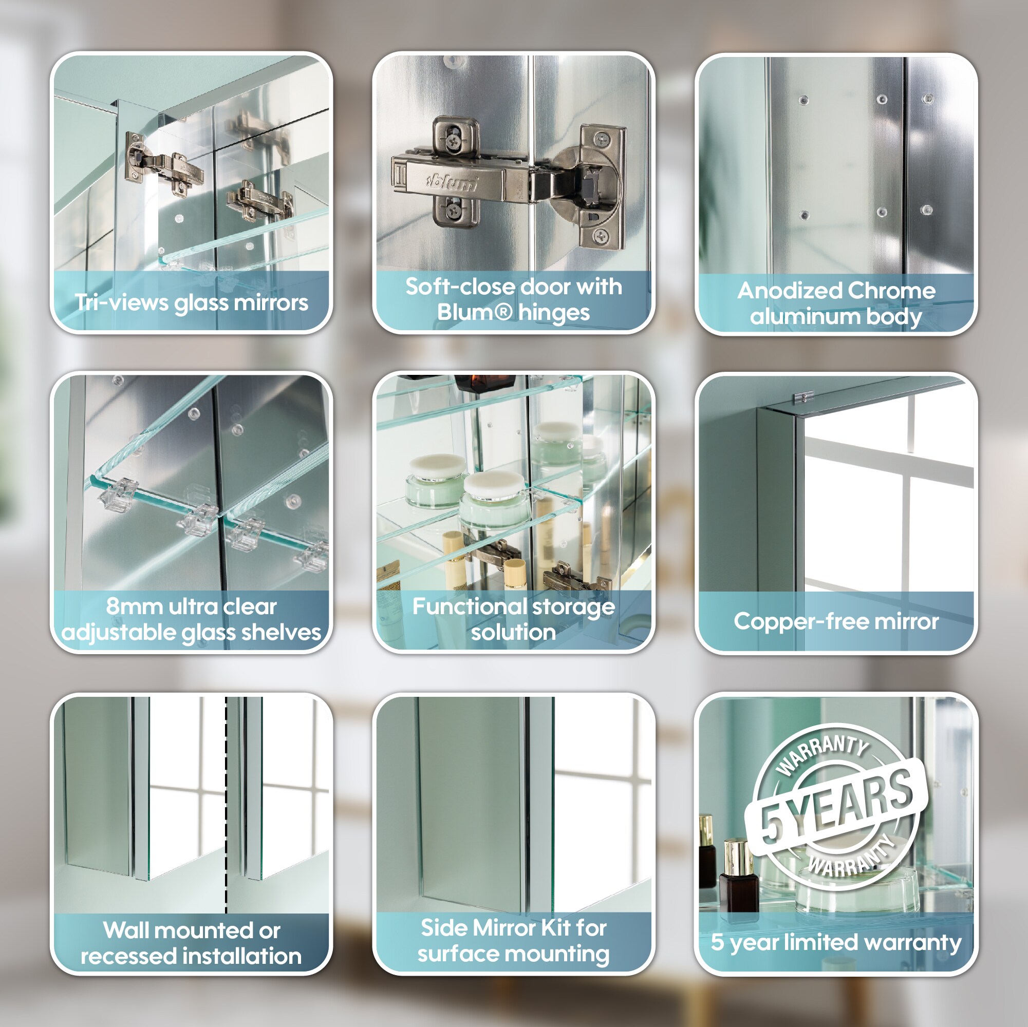 WELLFOR ROSA20TYL Bathroom-Wall-Cabinets - View #9