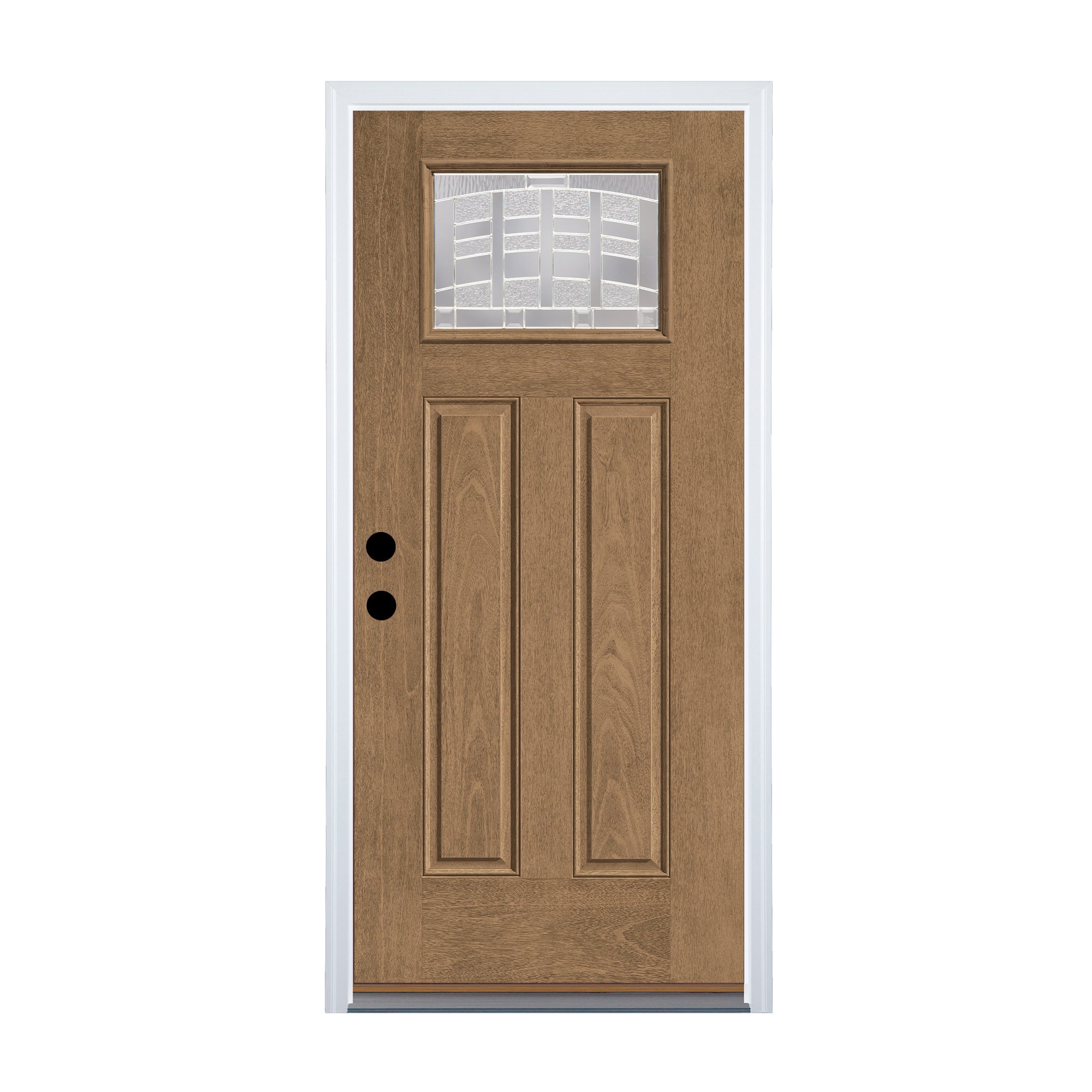 Therma-Tru TT649660SOS Emerson Entry Door 36-in x 80-in x 6-9/16-in Fiberglass Craftsman Right-hand inswing Beechwood Stained Prehung Front Door with Brickmould Insulating core