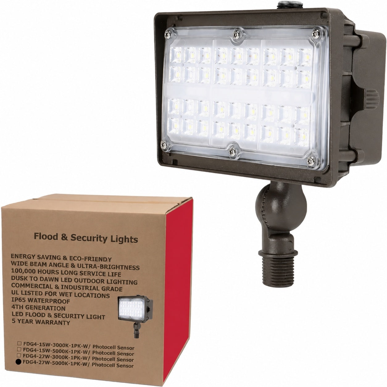 Oyezvary -  Dusk to Dawn Outdoor LED Flood Light 27W 3600LM 5000K Daylight IP65 Waterproof Securi...