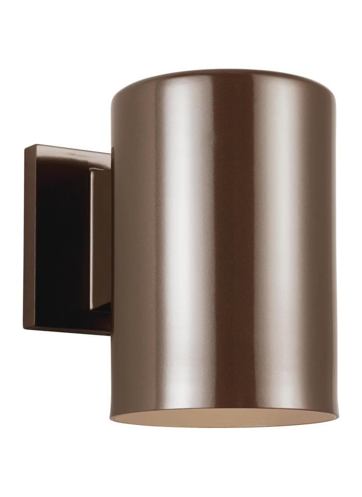 Generation Lighting 8313801-10 Outdoor Cylinders 1 -Light 7.2500-in H Satin Bronze Hardwired Outdoor Wall Light