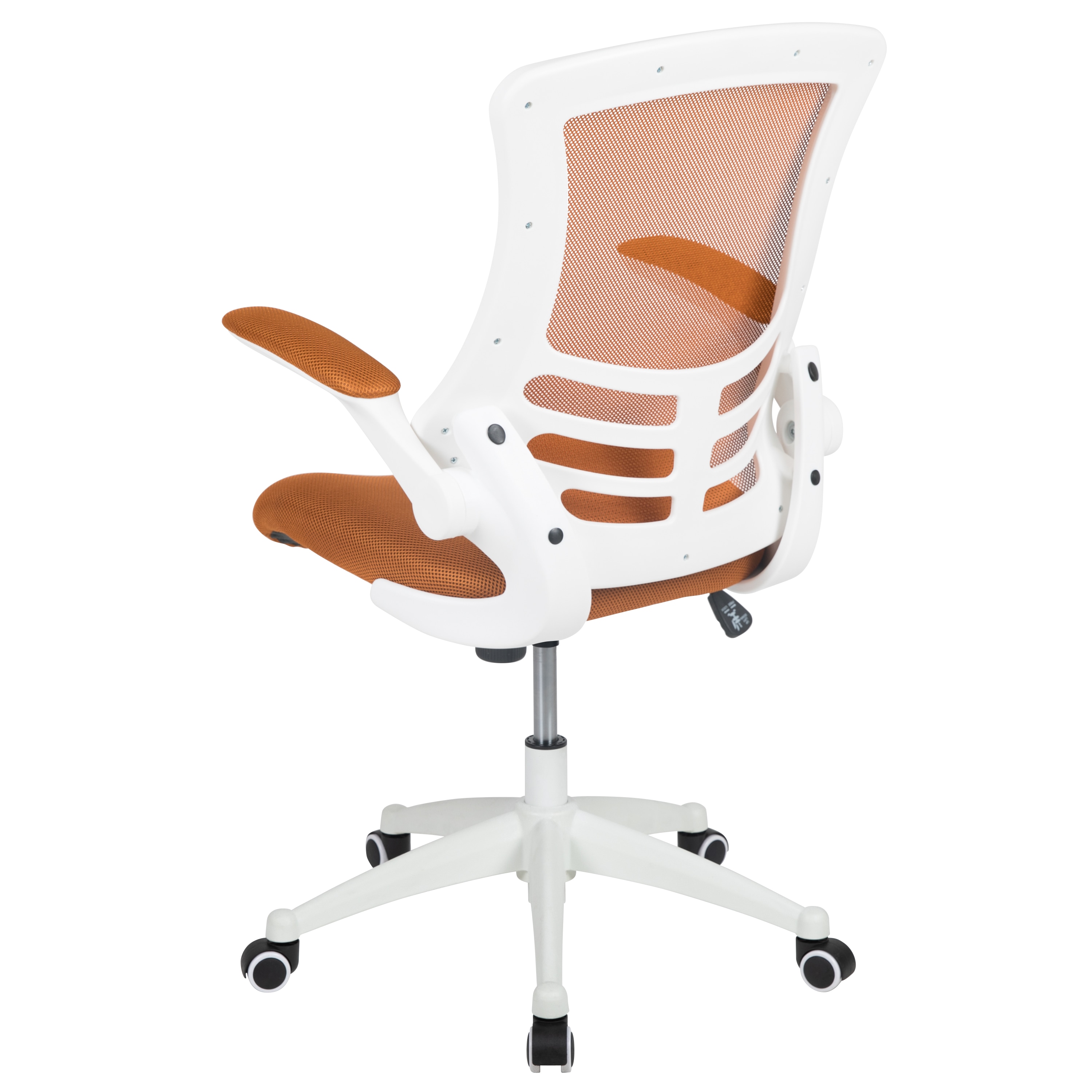Adjustable Tan Mesh & White Leather Mid-Back Office Chair