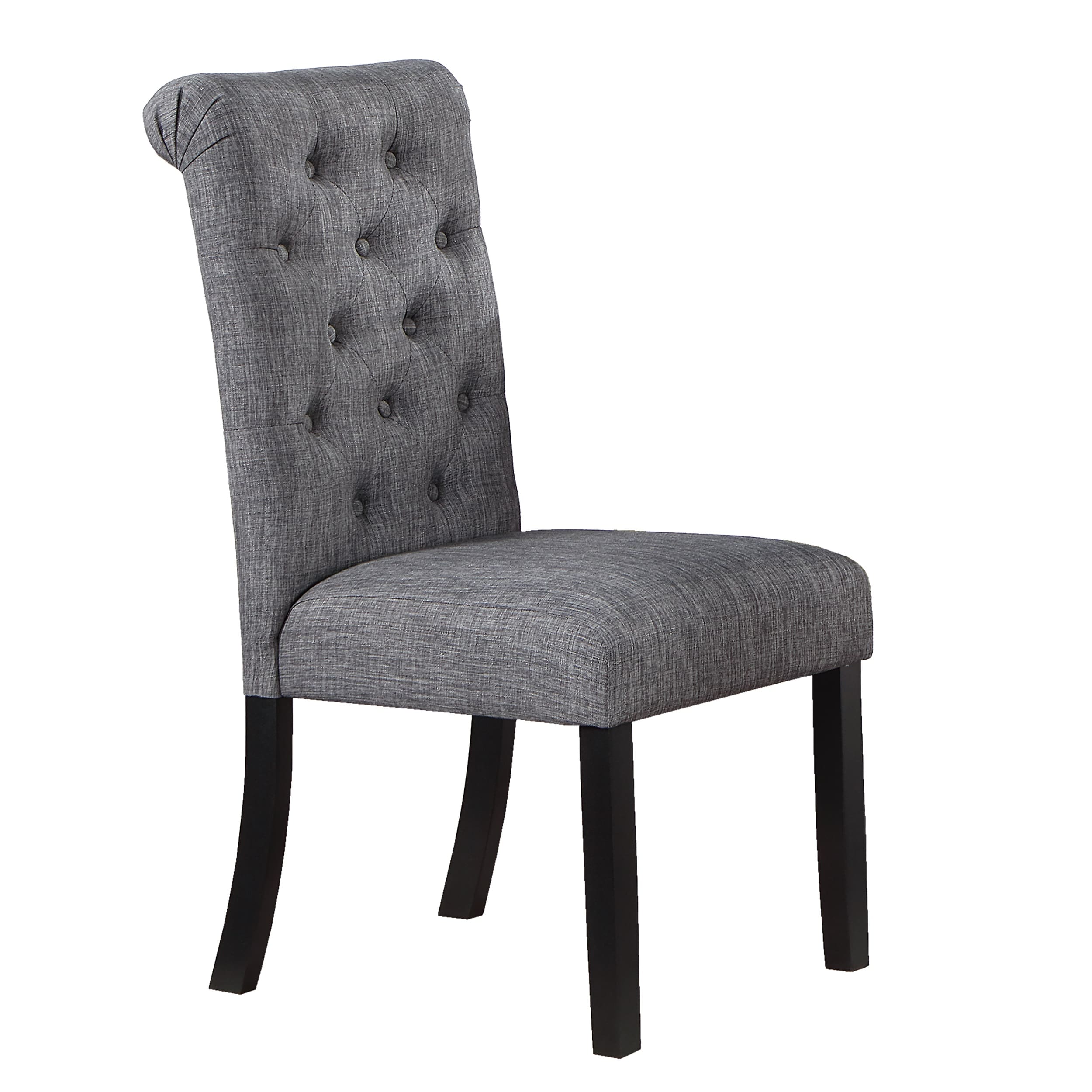 Blisstyle Charcoal Fabric Set of 2 Dining Chairs Contemporary Plush Cushion Side Chairs Tufted Back Chair Kitchen Dining Room Modern Farmhouse Dining Chairs