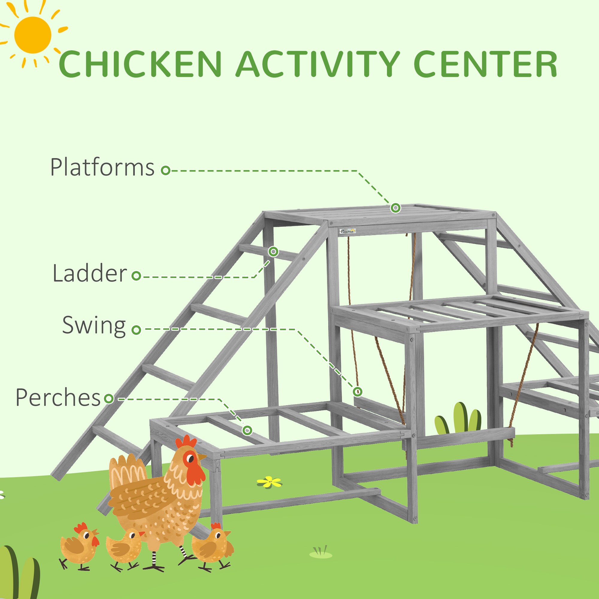 PawHut D51-400V00GY Chicken-Coops-Rabbit-Hutches - View #7