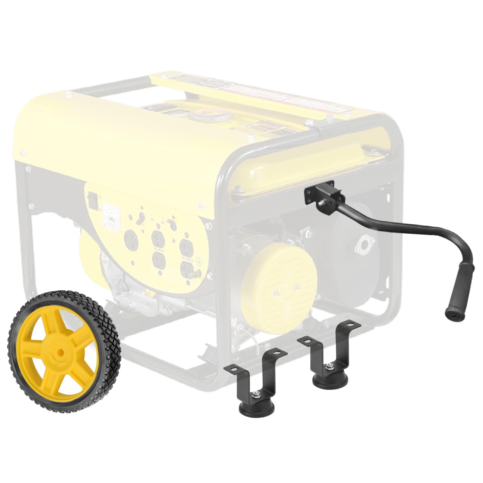Ahfiwaso 8 Inch Never Flat Generator Wheel Kit with Adjustable Handle for 4000 to 8750 Watt Generators Easy Install Smooth Rolling Airless Tires Secure