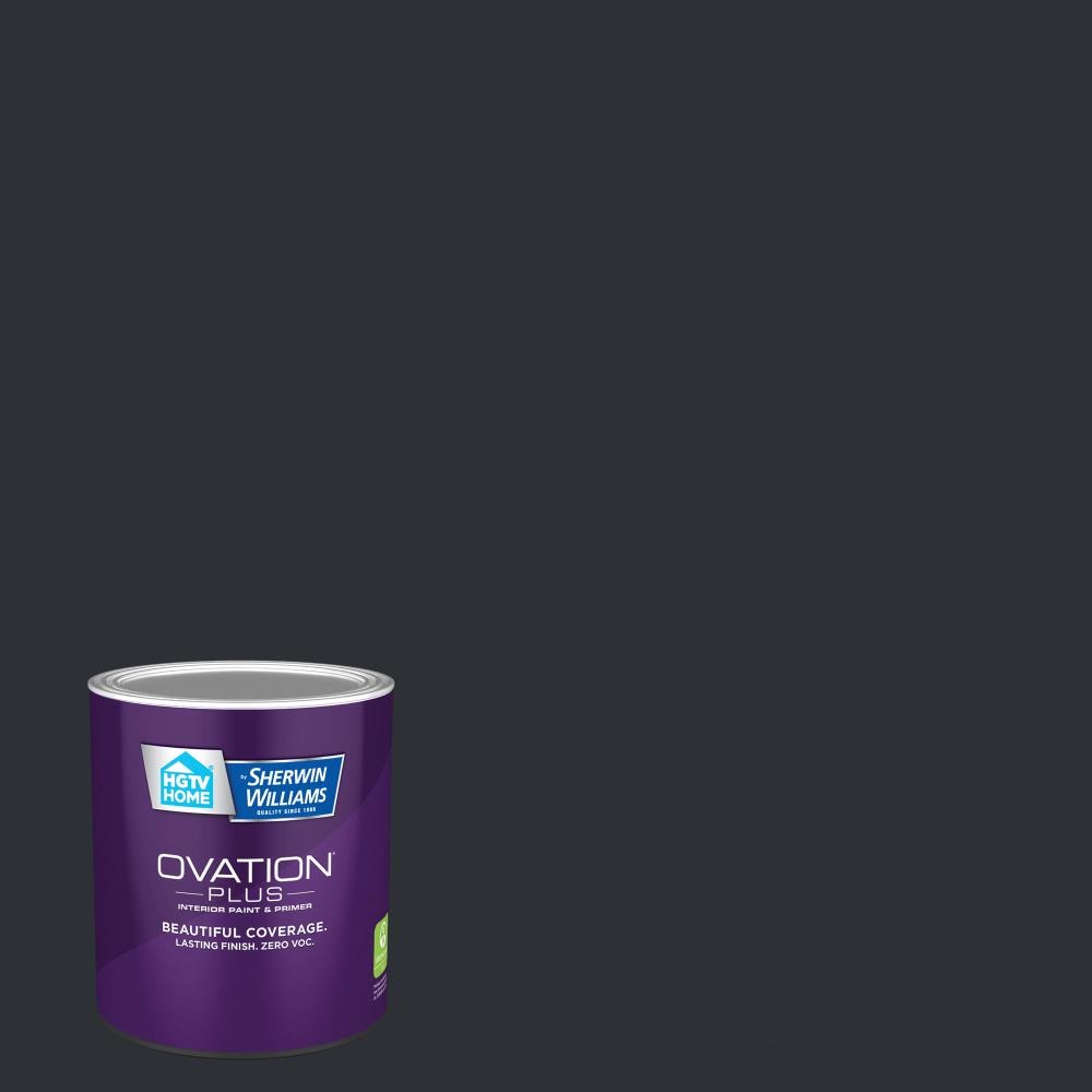 HGTV HOME by Sherwin-Williams 5011-2-2557203 Ovation Plus Eggshell Very Black 5011-2 Latex Interior Paint Paint + Primer ( 1-quart )