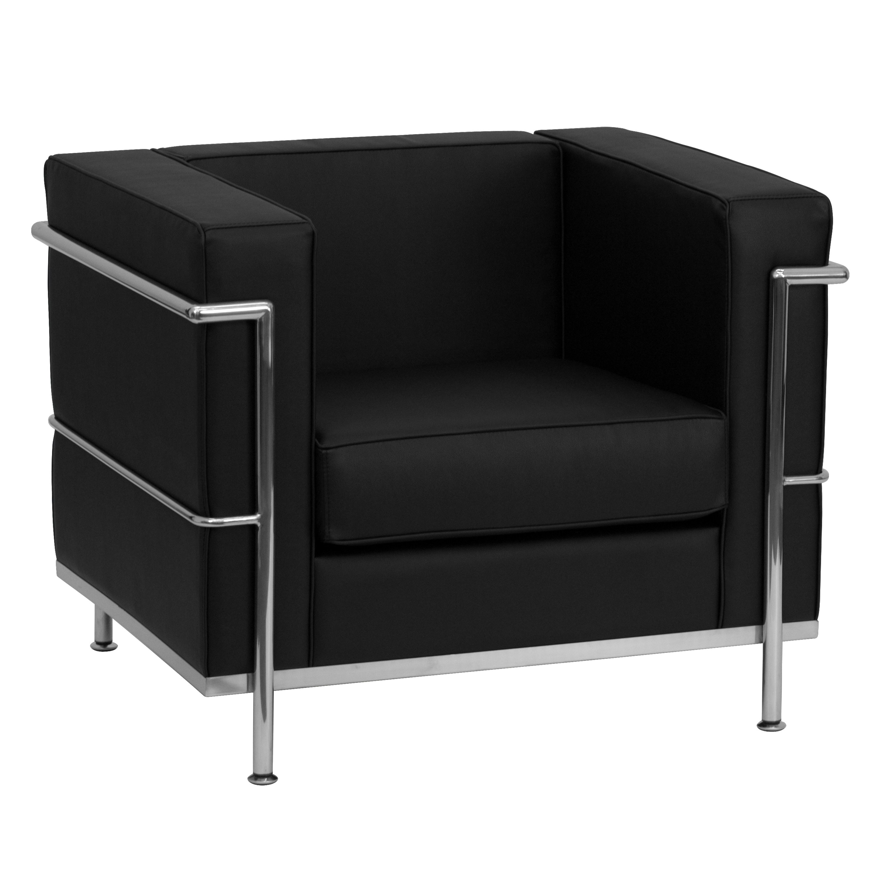 Flash Furniture 847254018418 HERCULES Regal Series Modern Black Faux leather Accent Chair