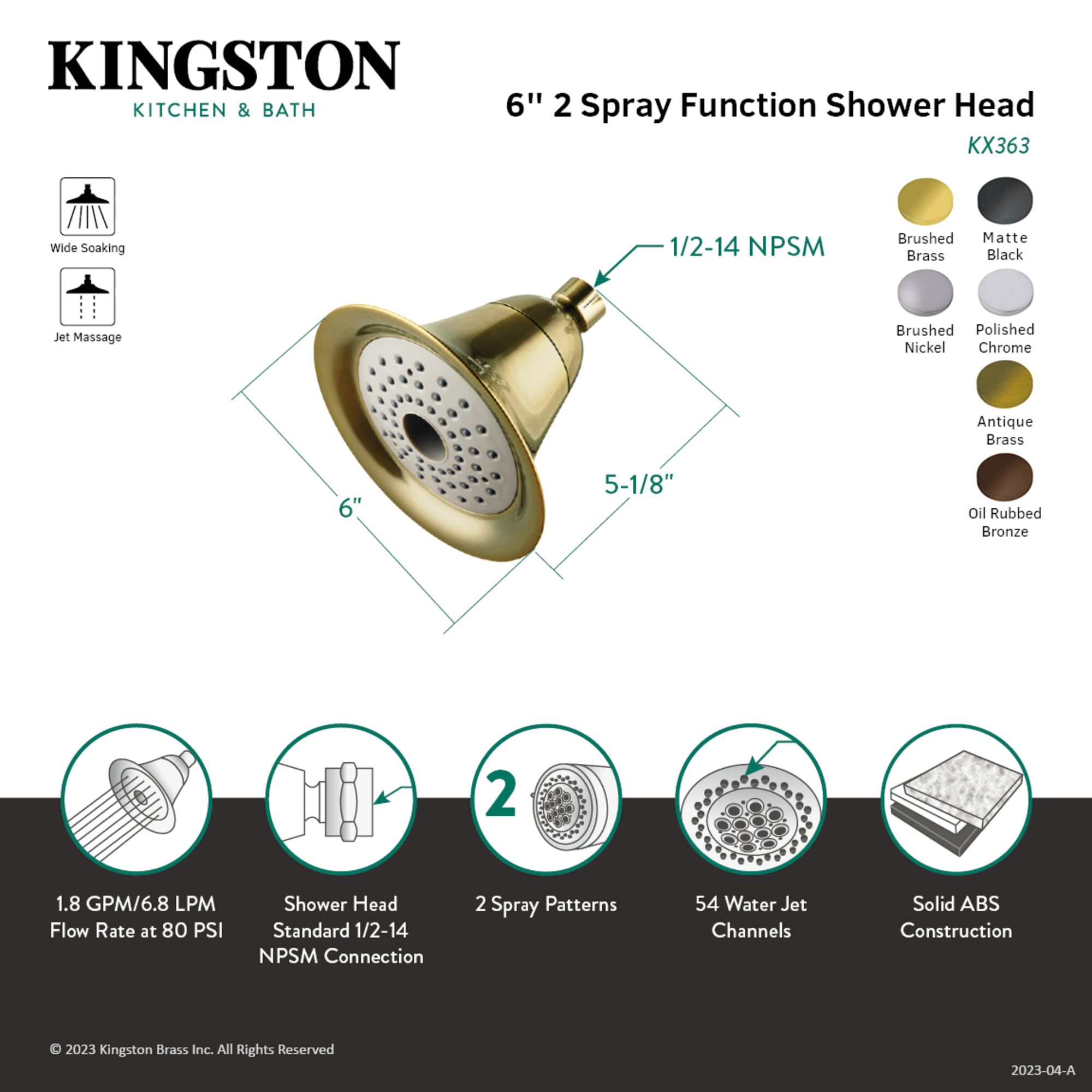 Kingston Brass UKX365 Fixed-Showerhead - View #3