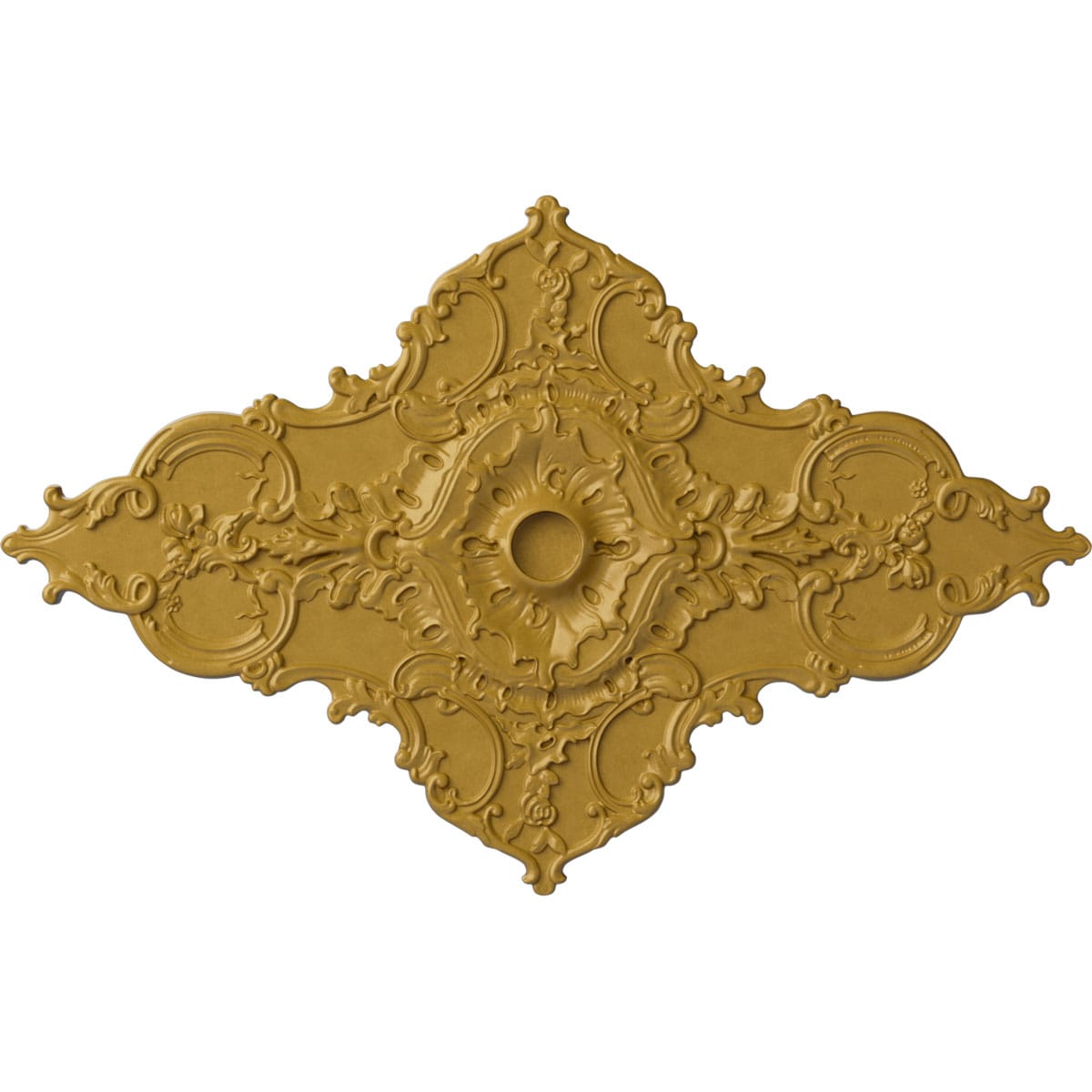 Ekena Millwork CM70X43MLIGS Melchor Diamond 67.25-in W x 43.325-in L Painted Iridescent Gold Polyurethane Whole Ceiling Medallion