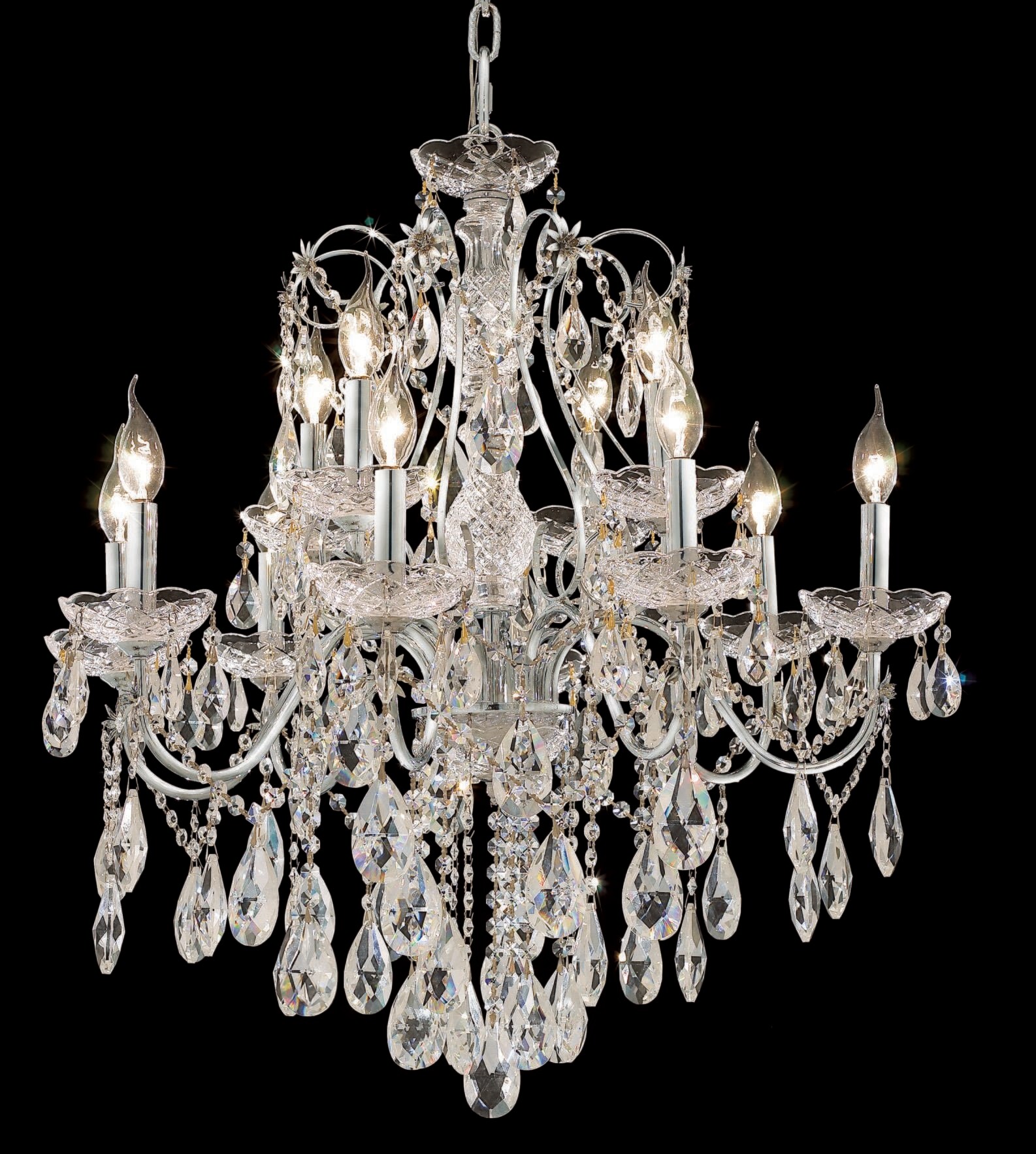 Elegant Decor HF6036D28CRC Home Furnishing 12 -Light Chrome Transitional Crystal For Use in Bedrooms, Dining Rooms, Foyers, Kitchens, Living Rooms Chandelier