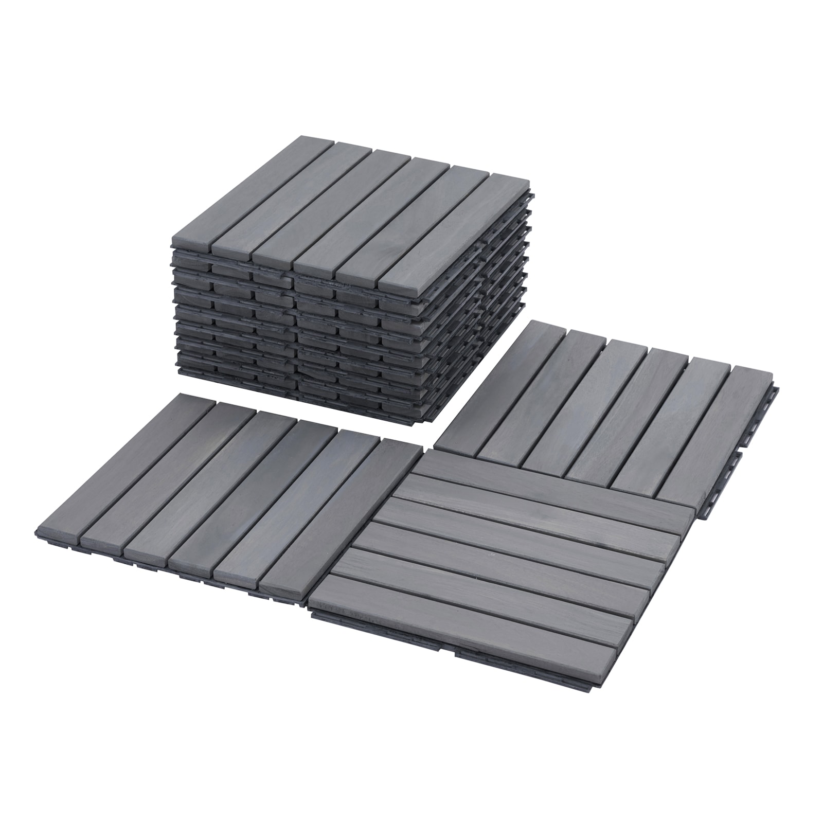 Tatayosi 12-in x 12-in Gray Prefinished Wood Deck tile ( 10-sq ft ) #CT-DT6A-LG