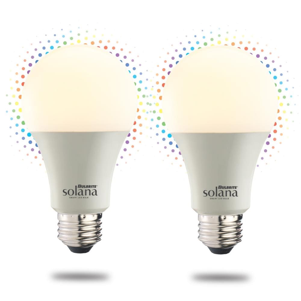 Bulbrite 861800 Solana 60 -Watt EQ A19 Full spectrum Medium base (E-26) Smart LED General purpose Light Bulb 2 -Pack