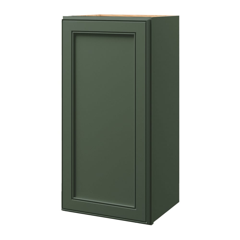 allen + roth Heathrow 15-in W x 30.125-in H x 12-in D Sage Wall Fully Assembled Cabinet (Recessed Panel Square Door Style)