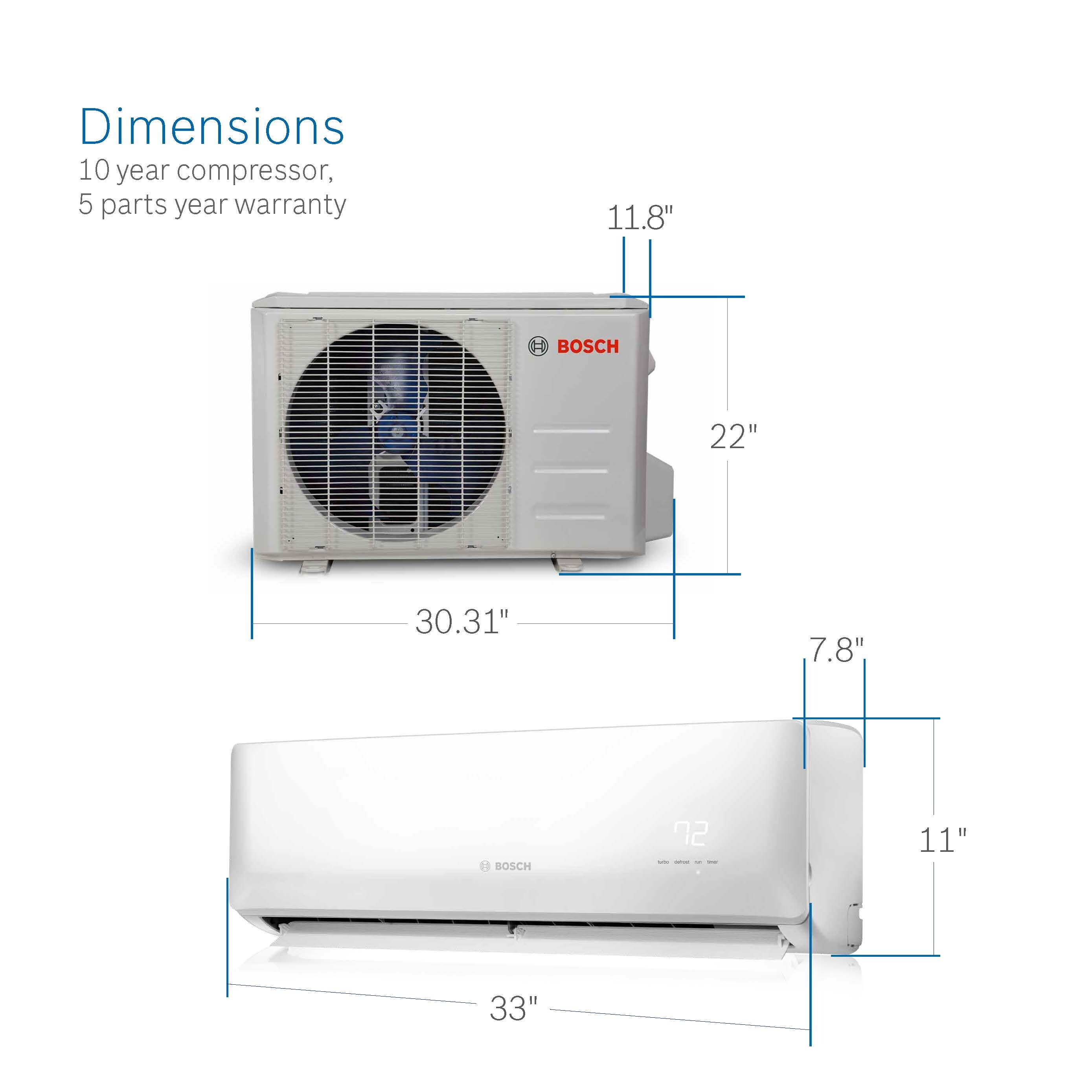 Bosch Climate 5000 Max Performance Single Zone 9000-BTU 25 SEER ...