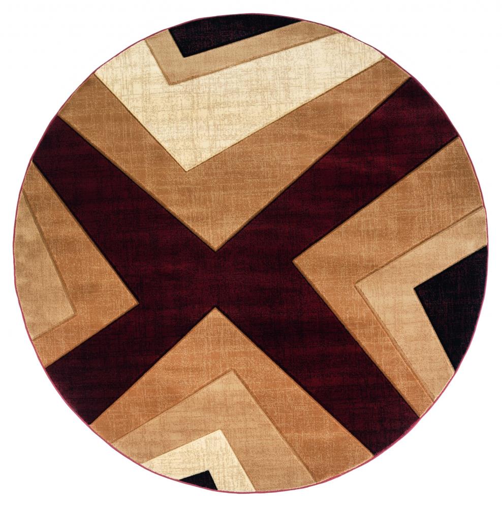 HomeRoots 367151 Jordan 7 X 7 (ft) Kilim Burgundy Round Indoor Geometric Mid-century Modern Area Rug