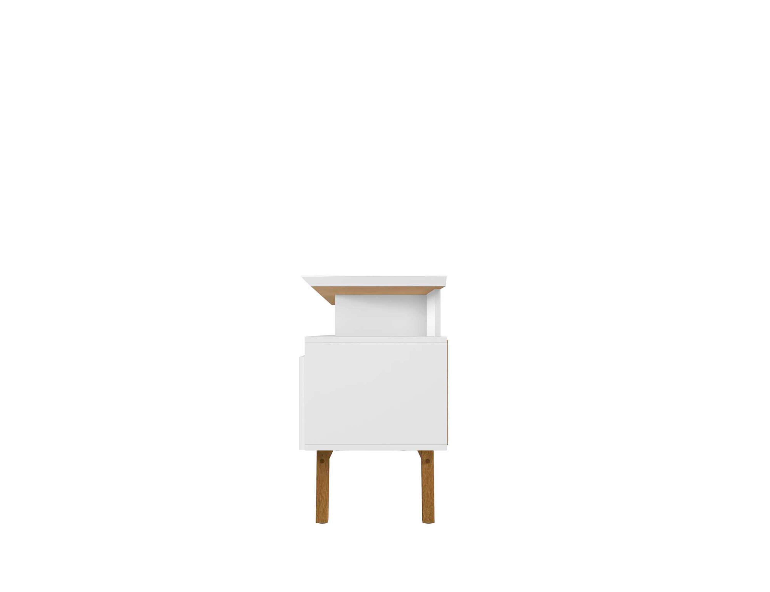 Mid-Century Modern White TV Stand with Open & Concealed Storage, 70.86"