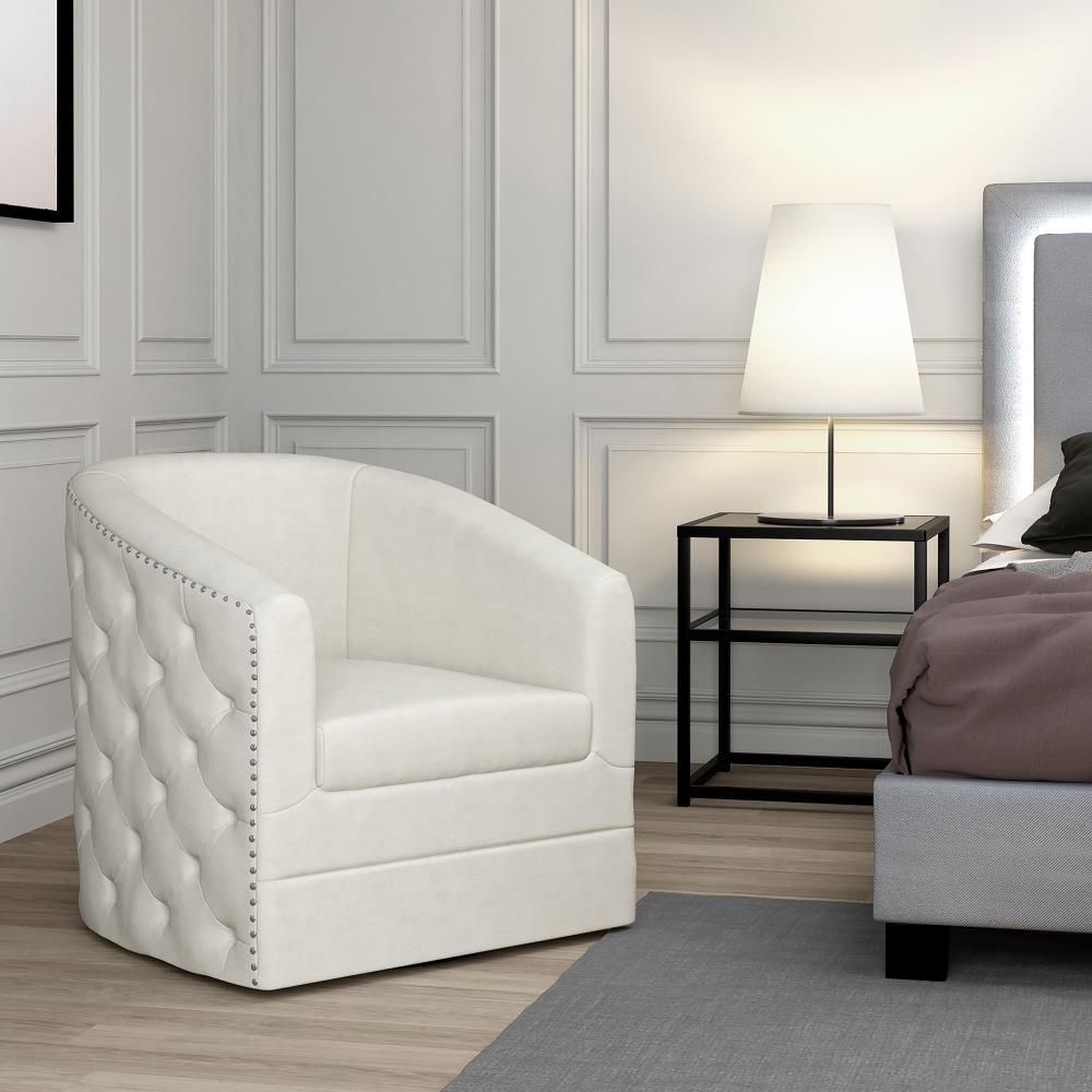 Worldwide Homefurnishings Modern Ivory Velvet Swivel Accent Chair At   16580433 