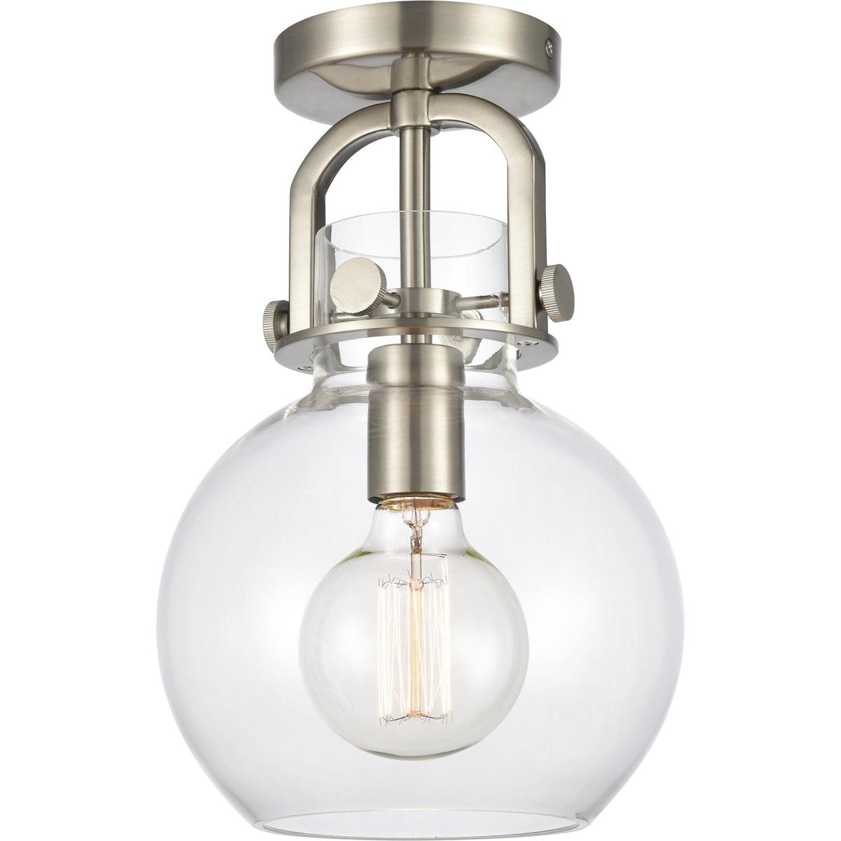 Innovations Lighting 2544744 410-1F-SN-G410-8CL Newton Sphere Flush Mount Satin Nickel
