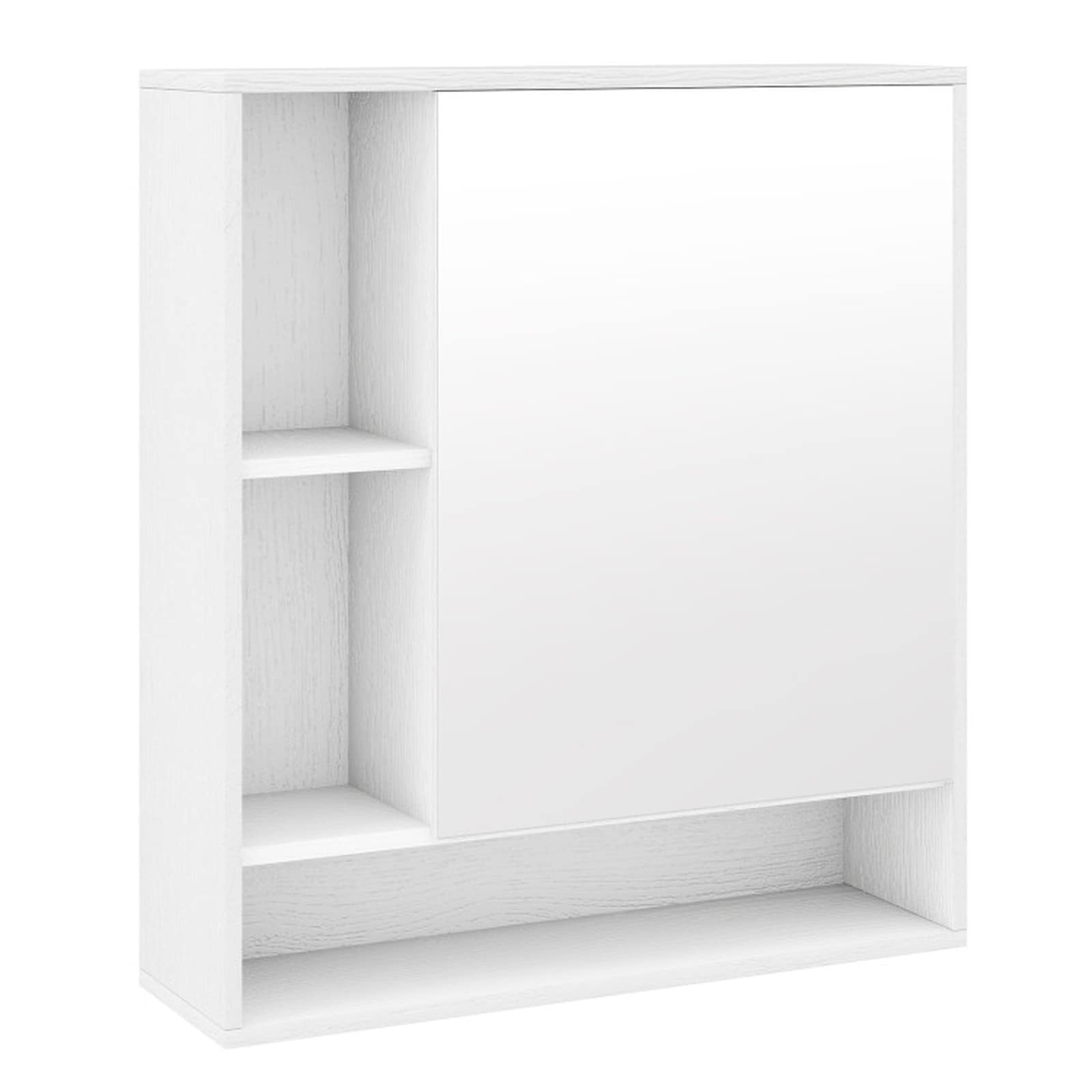 SUGIFT Wall Mounted Bathroom Cabinet with Mirror Single Door-White