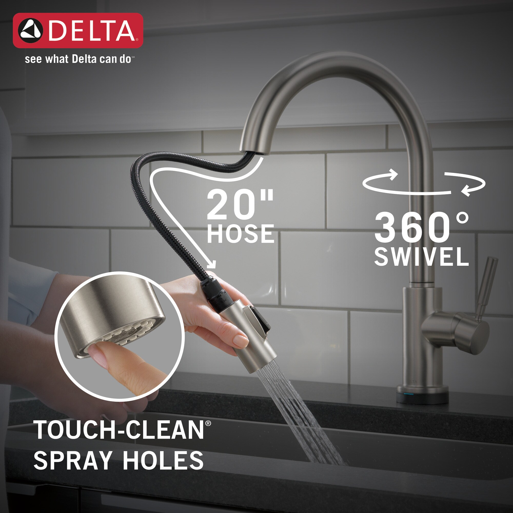 Delta Trask Touch2O Spotshield Stainless 2 handle Pull down Touch