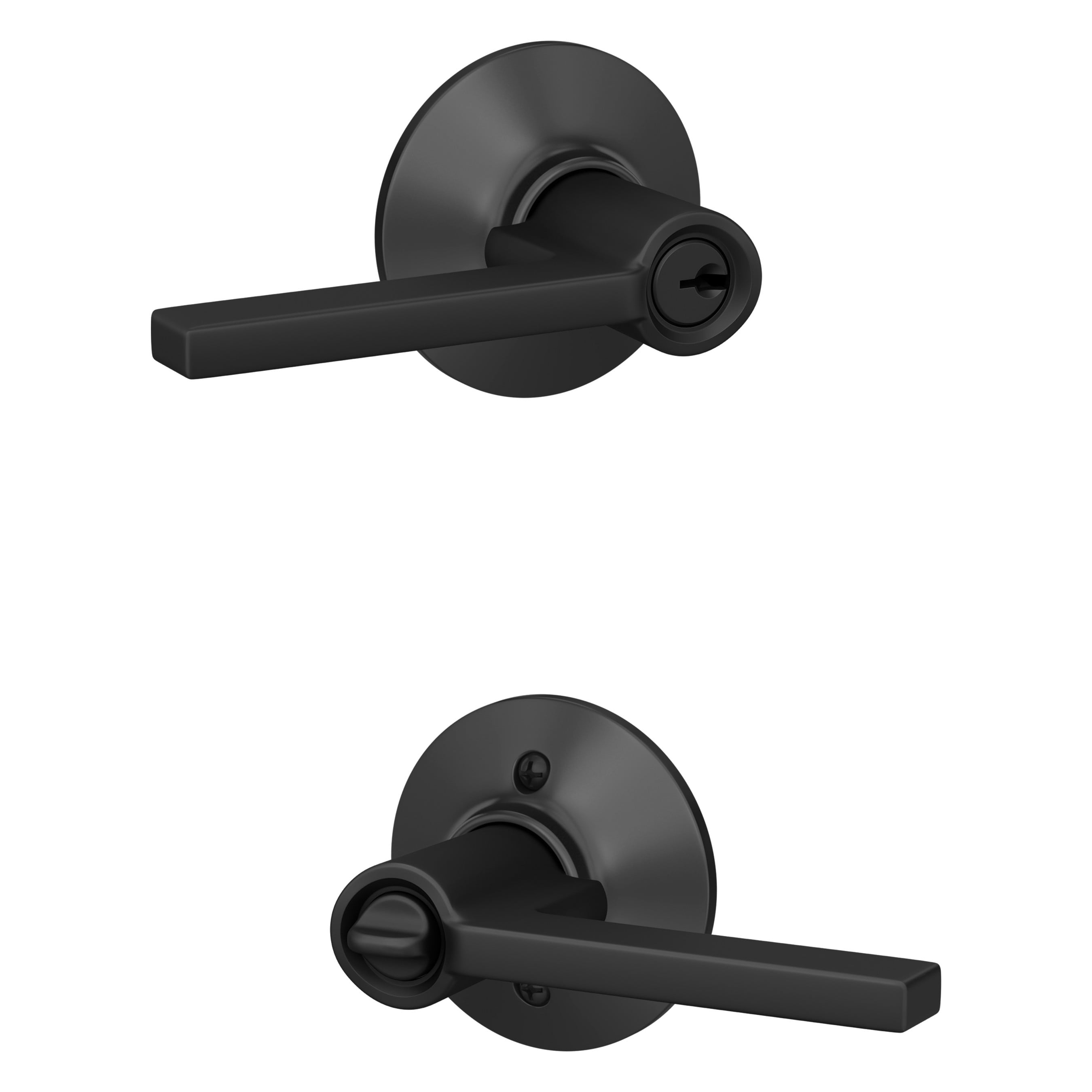 Schlage Latitude Matte Black Universal Exterior Keyed Entry Door Handle