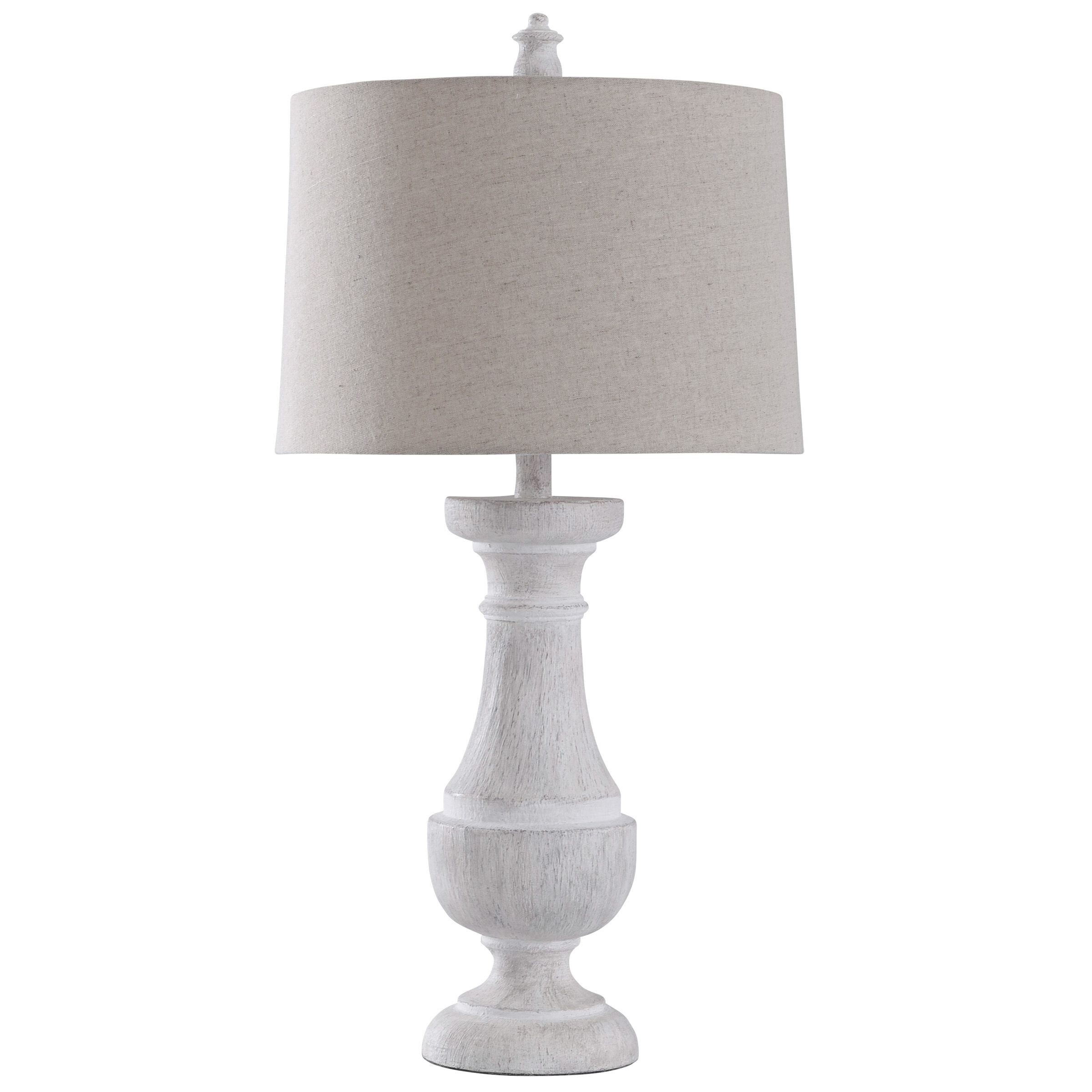 StyleCraft Home Collection L10340ADS Quail Weathered White 3-way Table Lamp with Linen Shade