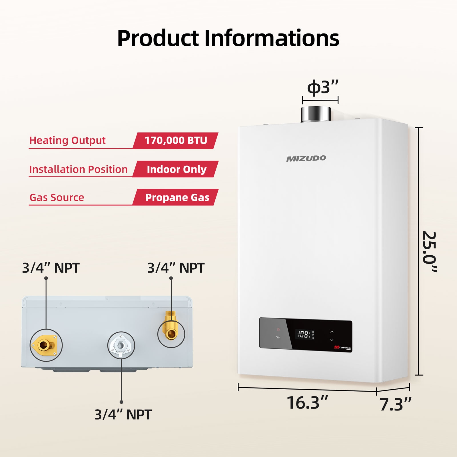 Mizudo FDG-CF170AW-LP Gas-Water-Heaters - View #2