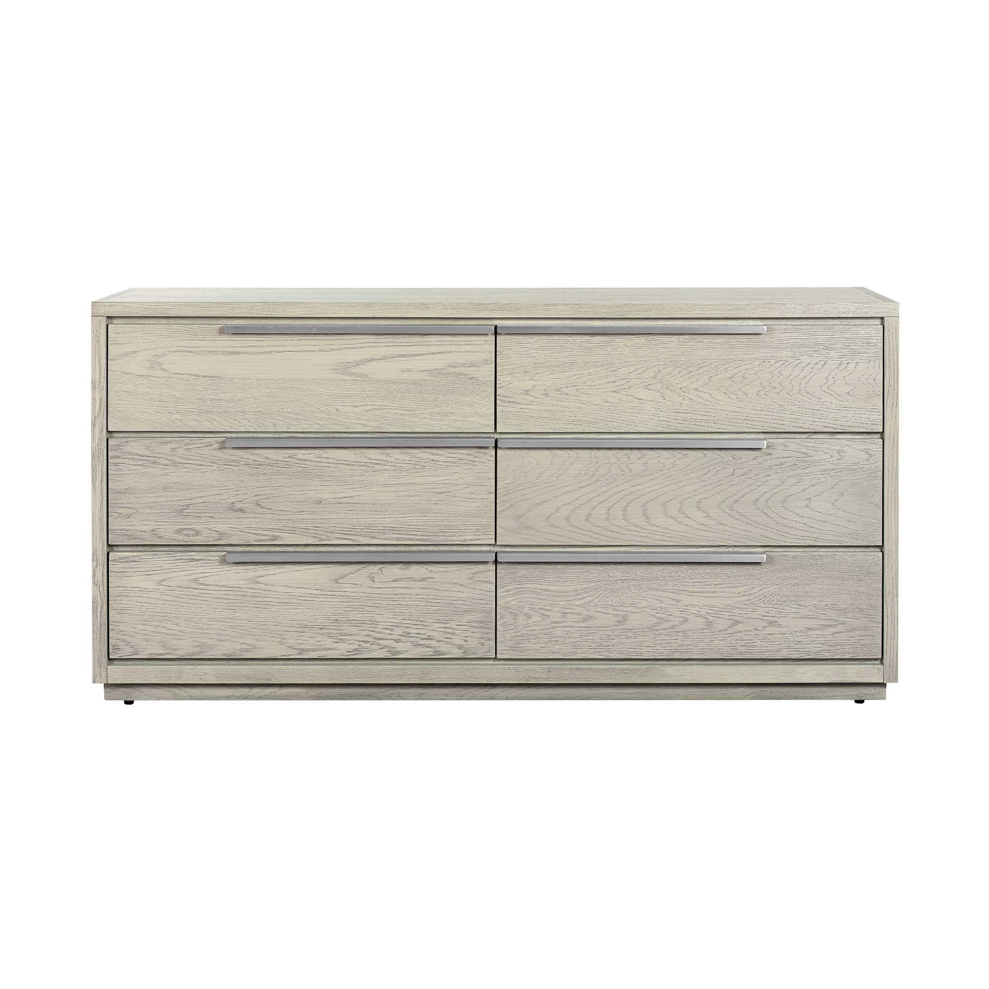 Abbey 63'' Grey Oak Wood Dresser with Stainless Steel Handles