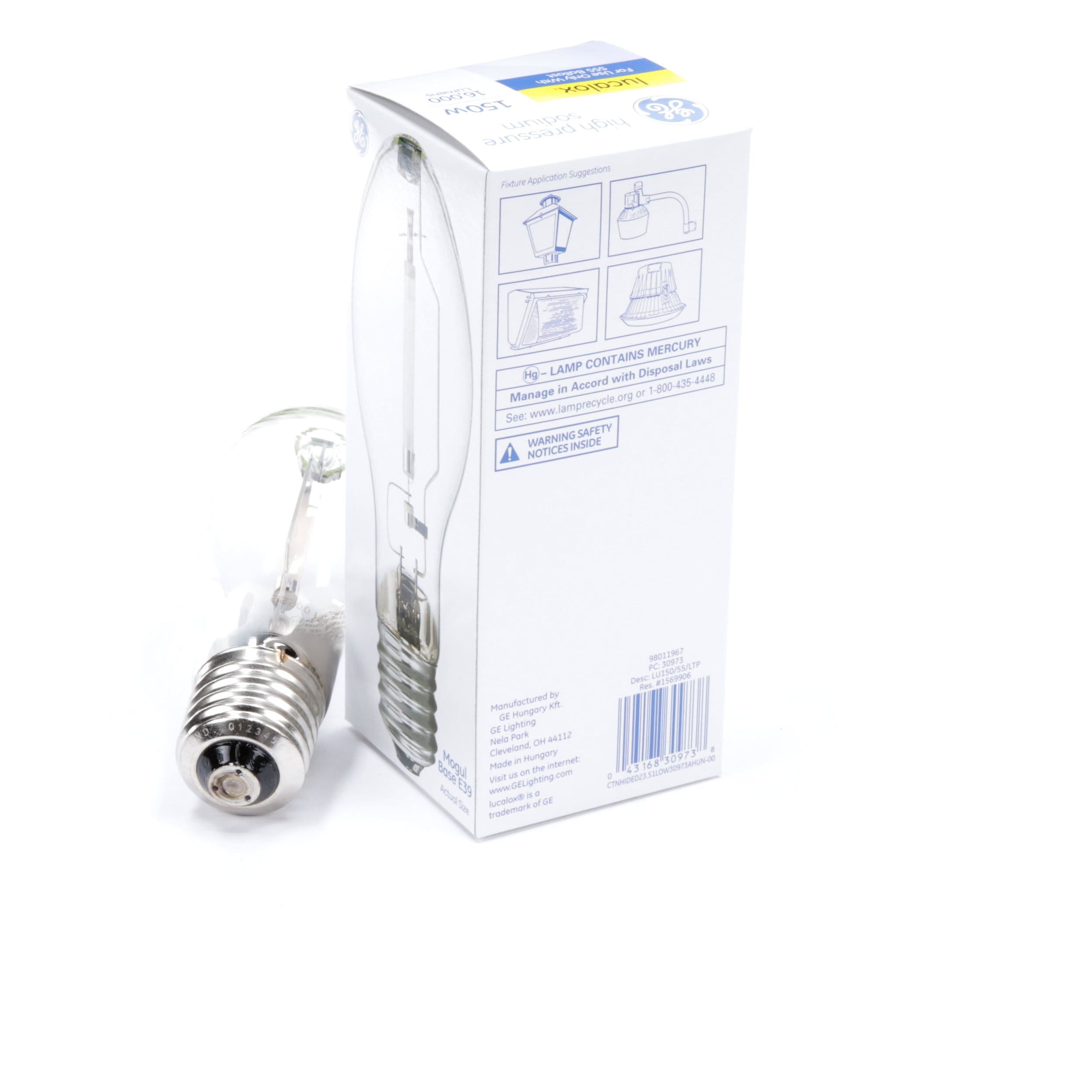 GE High Pressure Sodium 150 Watt Lucalox Lamp Light Bulb PC 30973 E39 for sale online 