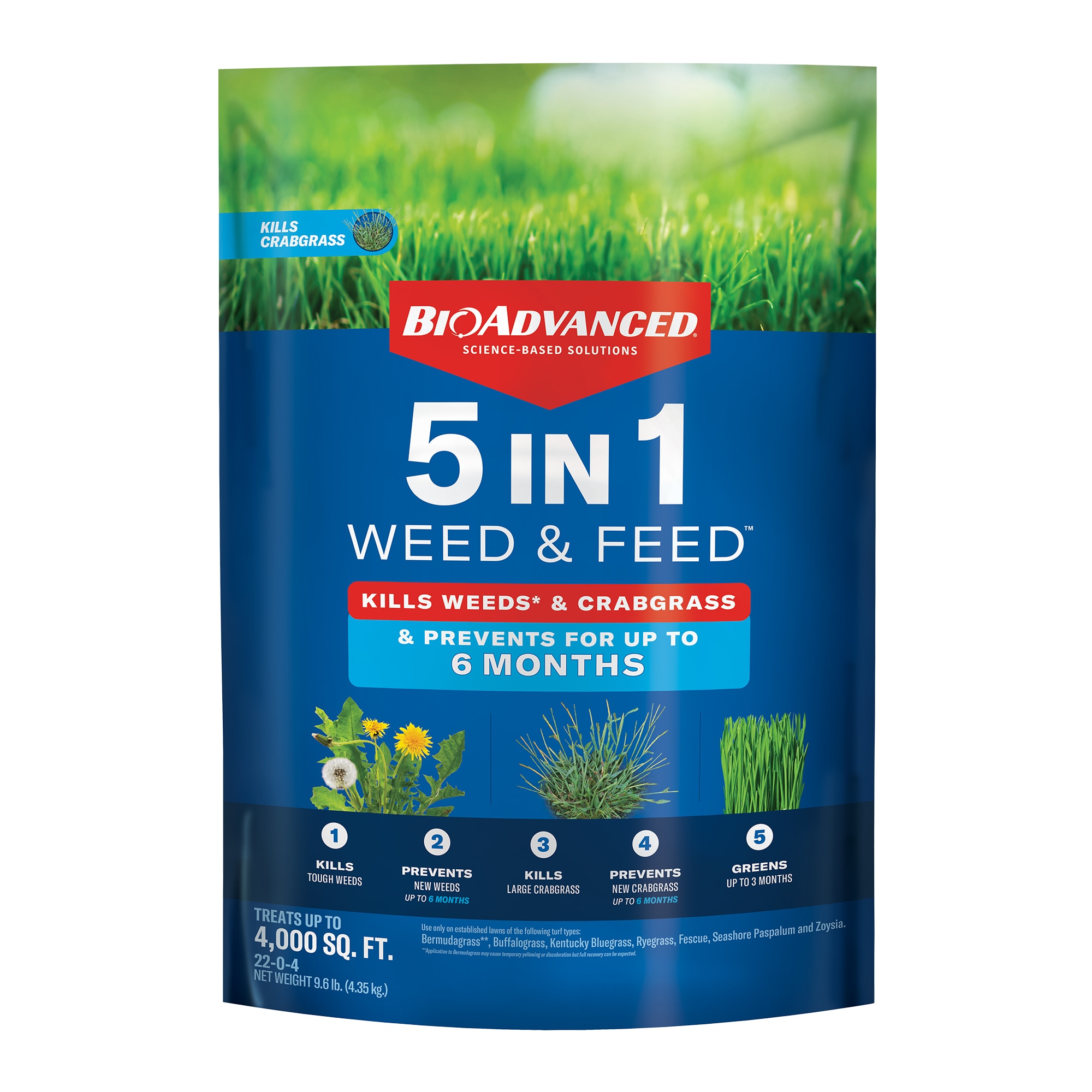 BioAdvanced 704860Z 5-in-1 9.6-lb 4000-sq ft 22-0 Weed Feed Fertilizer