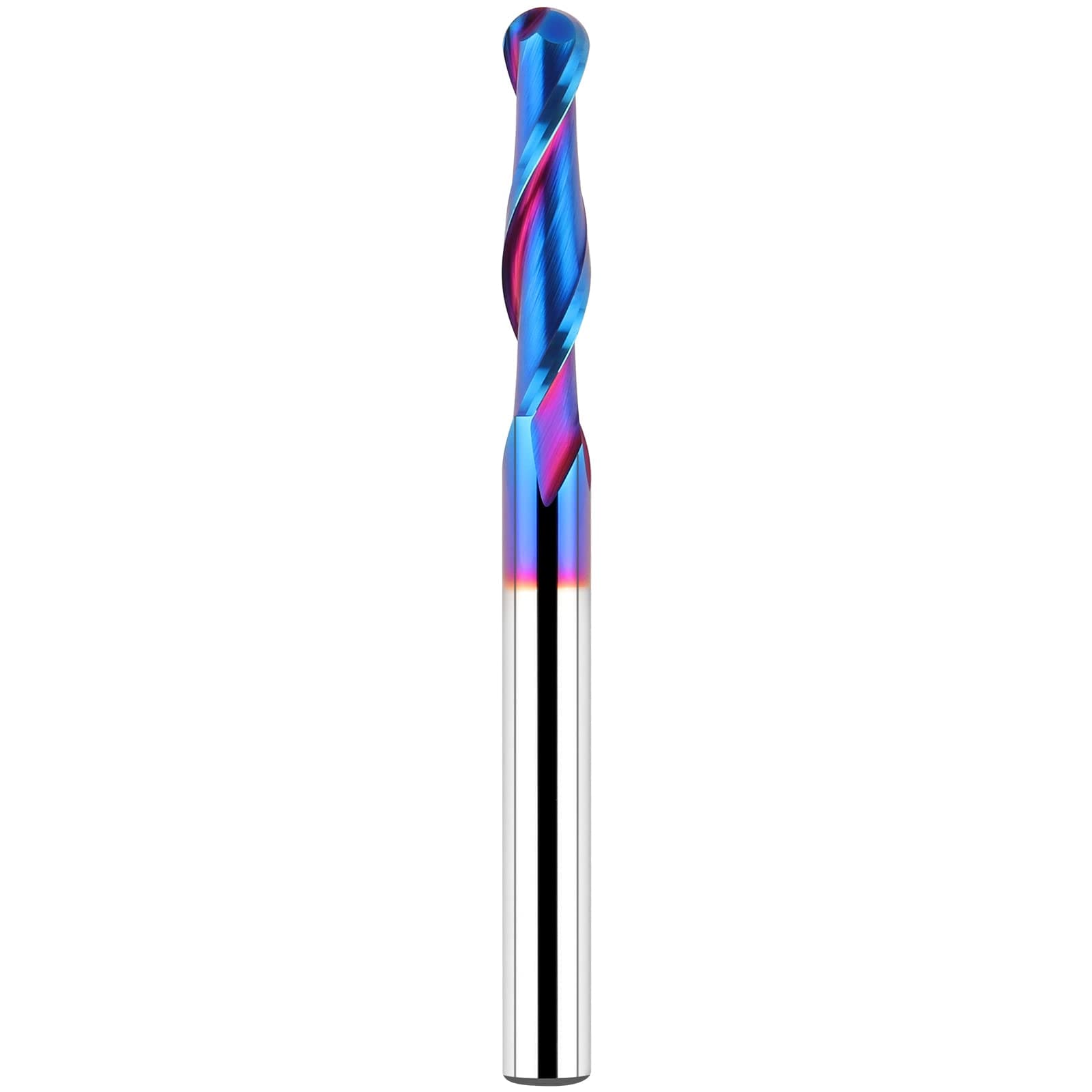SenQWFa  Carbide Ball Nose CNC Router Bit 1/4 in Shank Extra Long Three Inch Spiral Ball Nose End Mill Wood Milling Tool with Blue Nano NACO