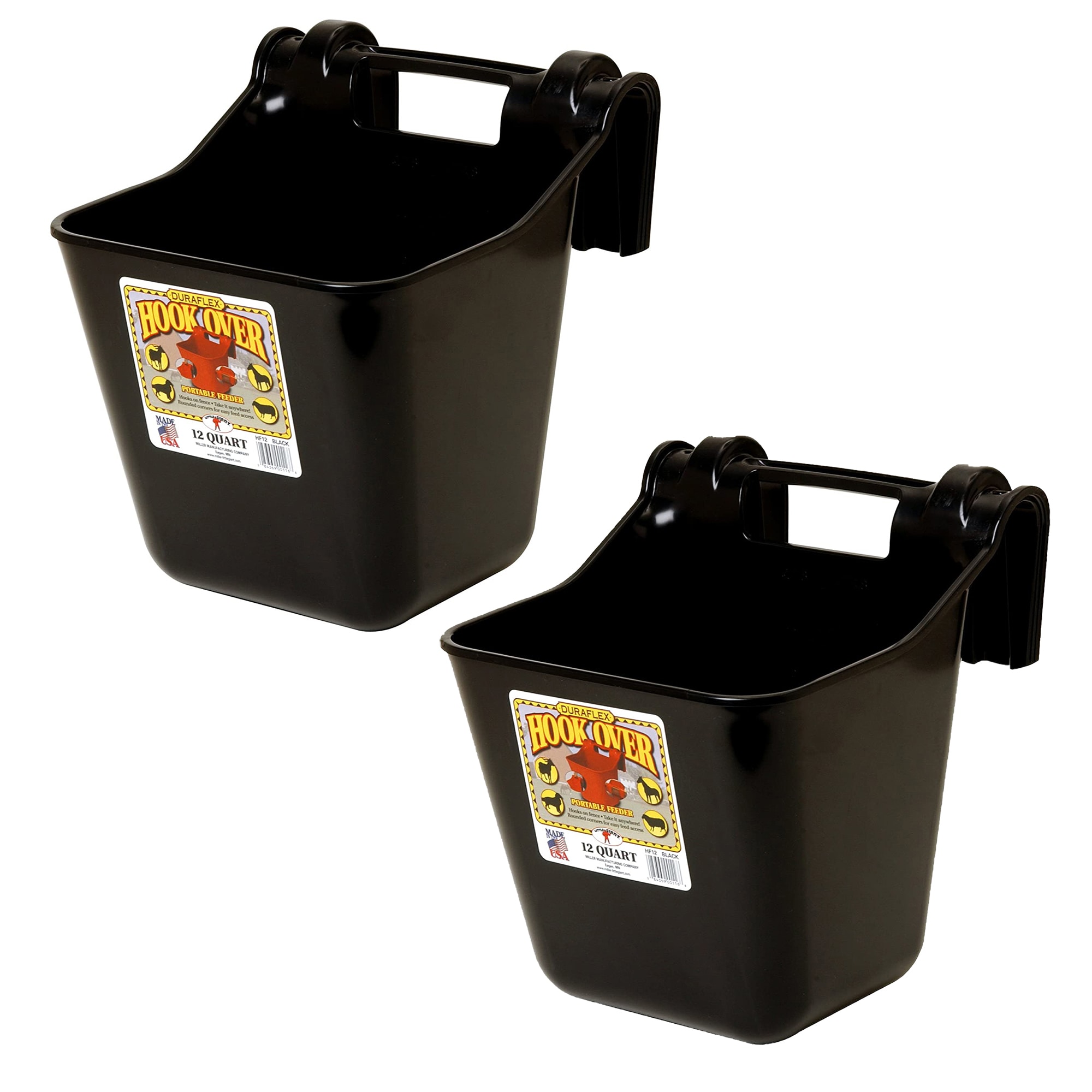 Little Giant  HF12BLACK 12 Quart Mountable Plastic Hook Feeder Black (2 Pack)