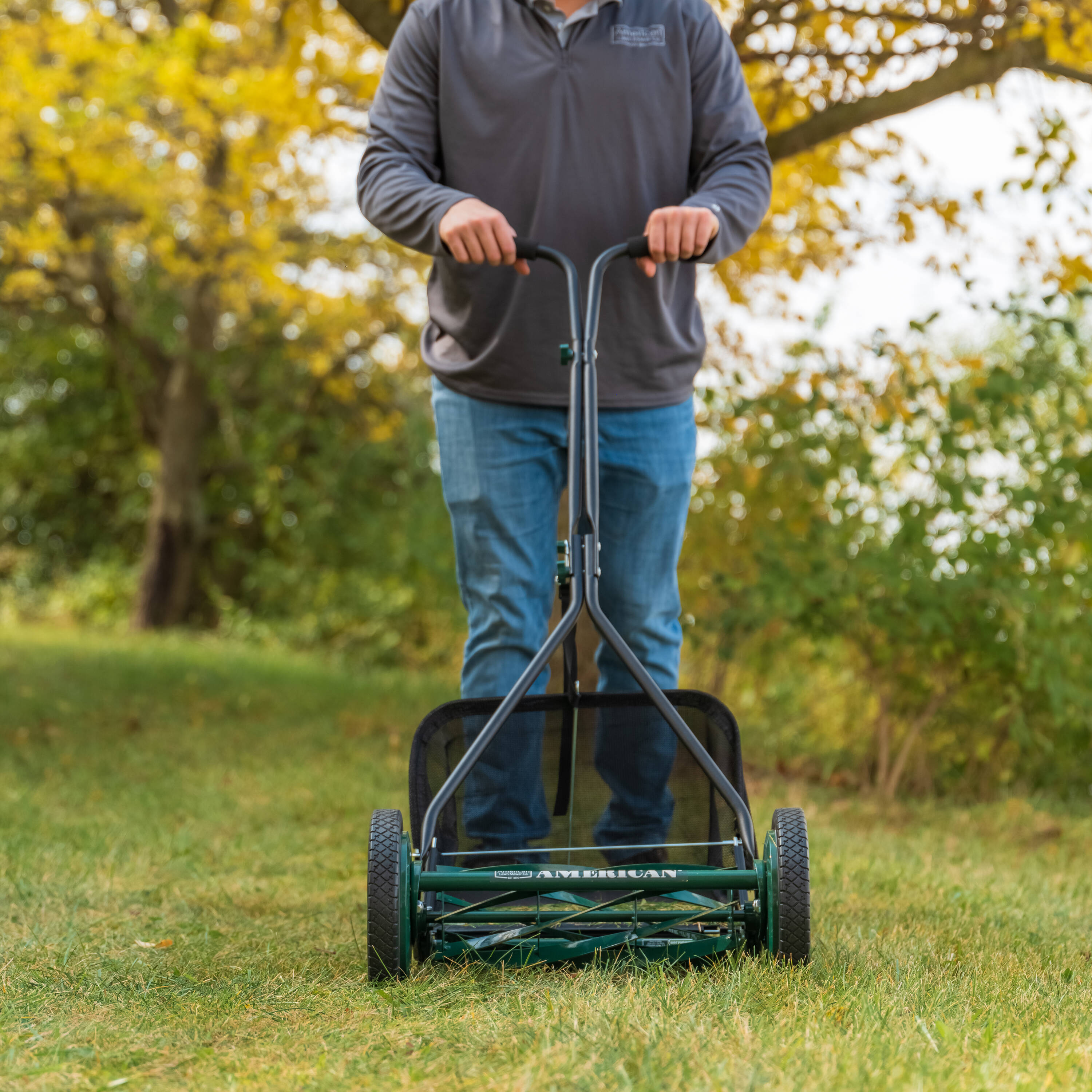 American Lawn Mower 16-Inch Reel Lawn Mower with Bagger, 7-Blade