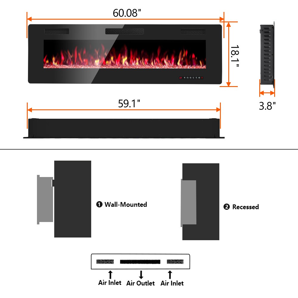 COWSAR LSFPC3-60 Electric-Fireplaces - View #8