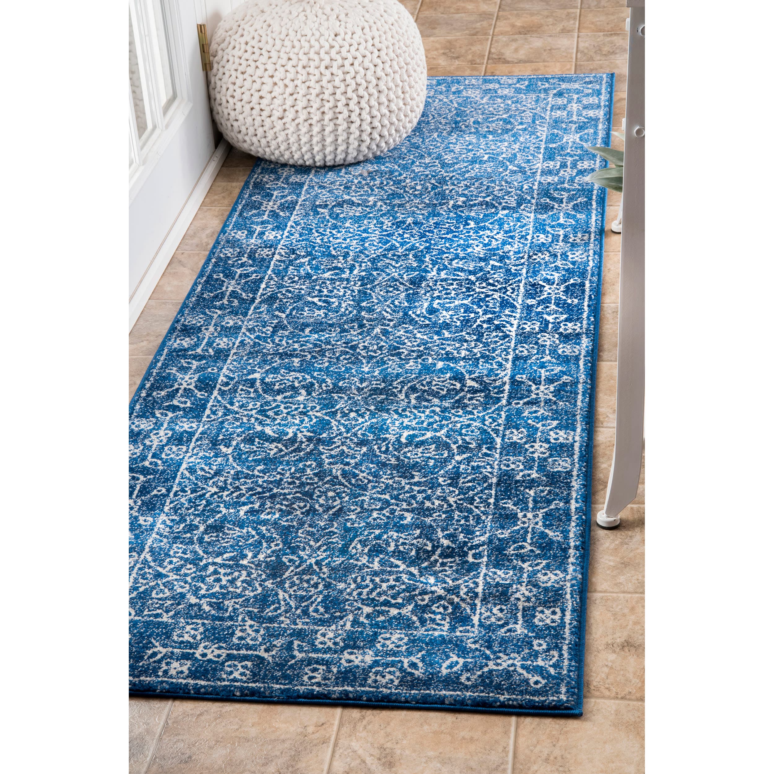 nuLOOM RZBD22A-2606 Brigette 2 x 6 (ft) Loomed Polypropylene Dark Blue Rectangular Indoor Floral/Botanical Runner rug